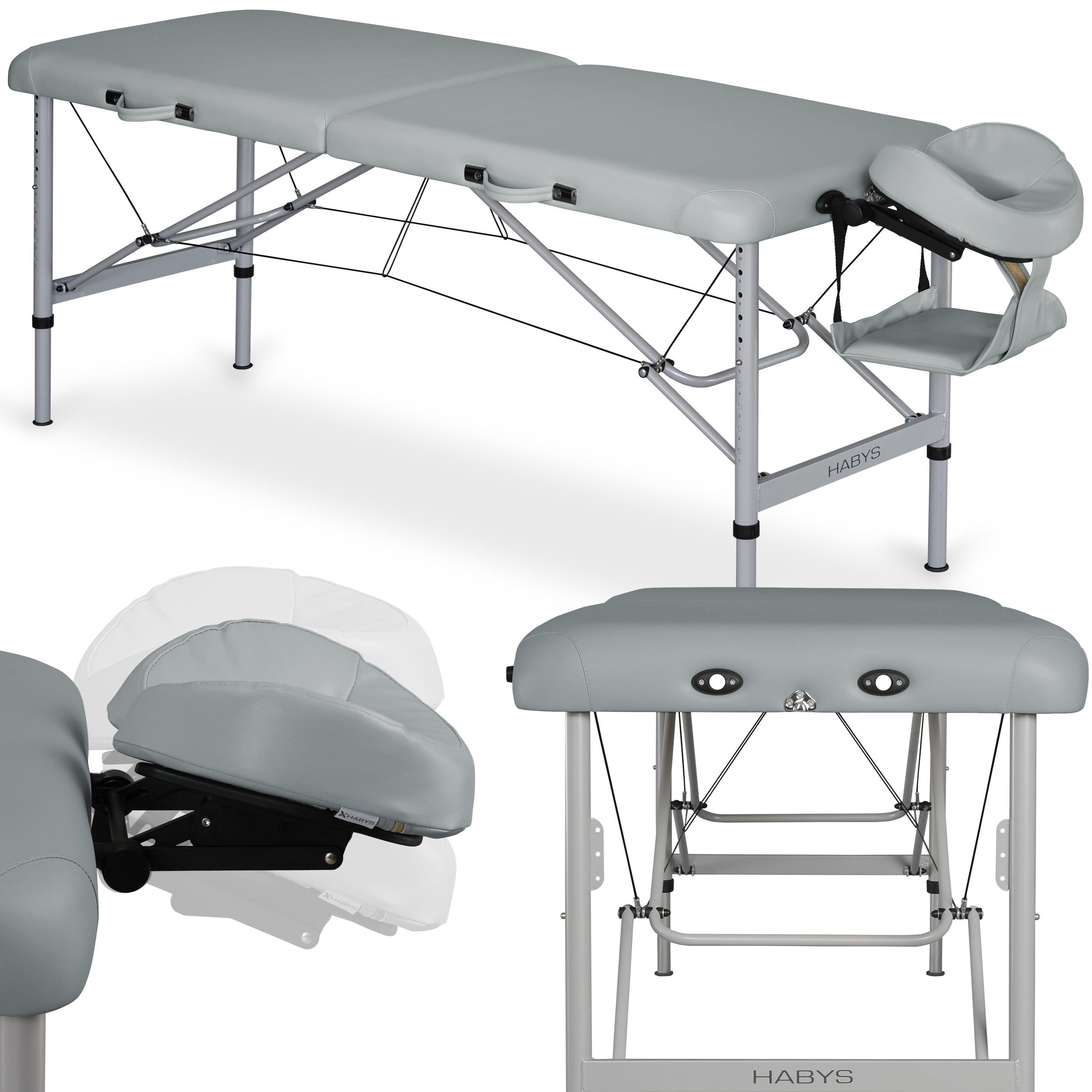 Habys Massageliege Aero Mobile Massagetisch Tragebares Verstellbar Grau 60 cm