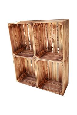 Teramico Holzkiste Holzkisten Weinkisten 50 x 40 x 30cm 4er Set, Aufbewahrungsbox