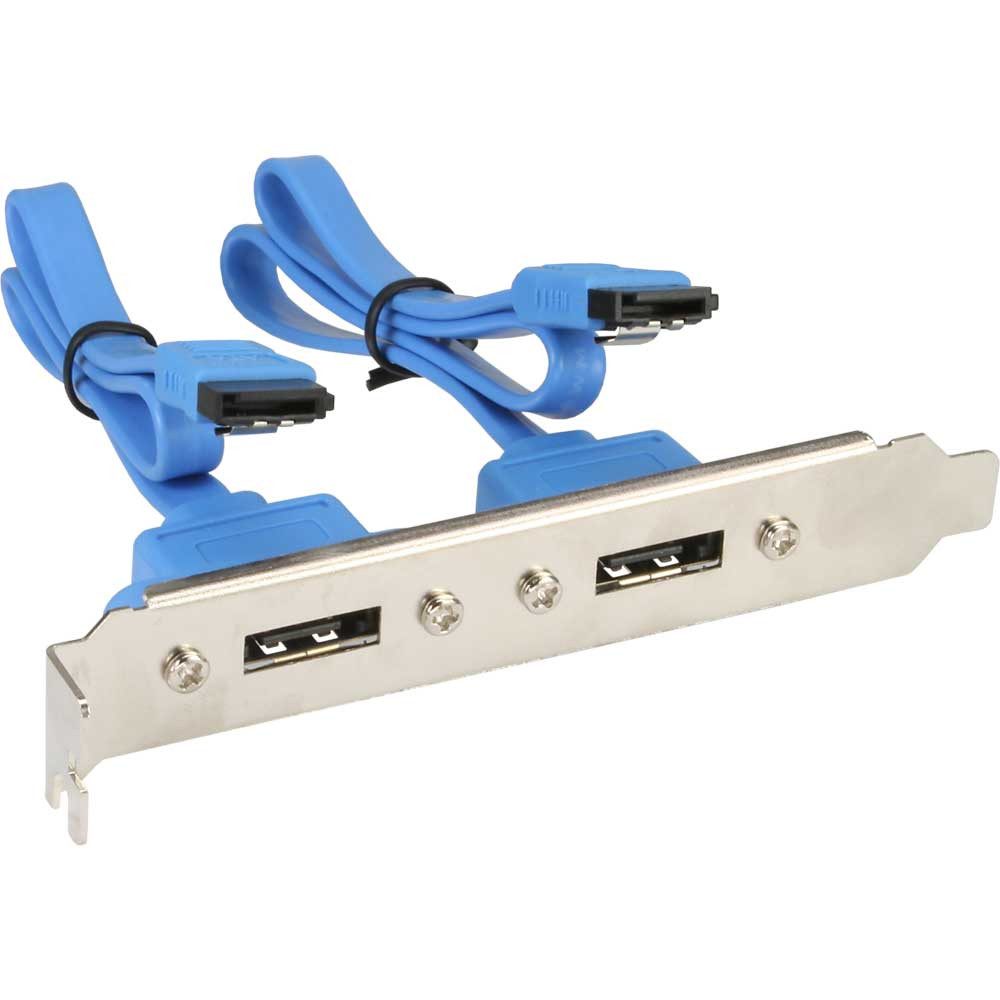 Kabelbinder eSATA Slotblech, 2x eSATA Buchse extern auf intern SATA Stecker, 0,3m