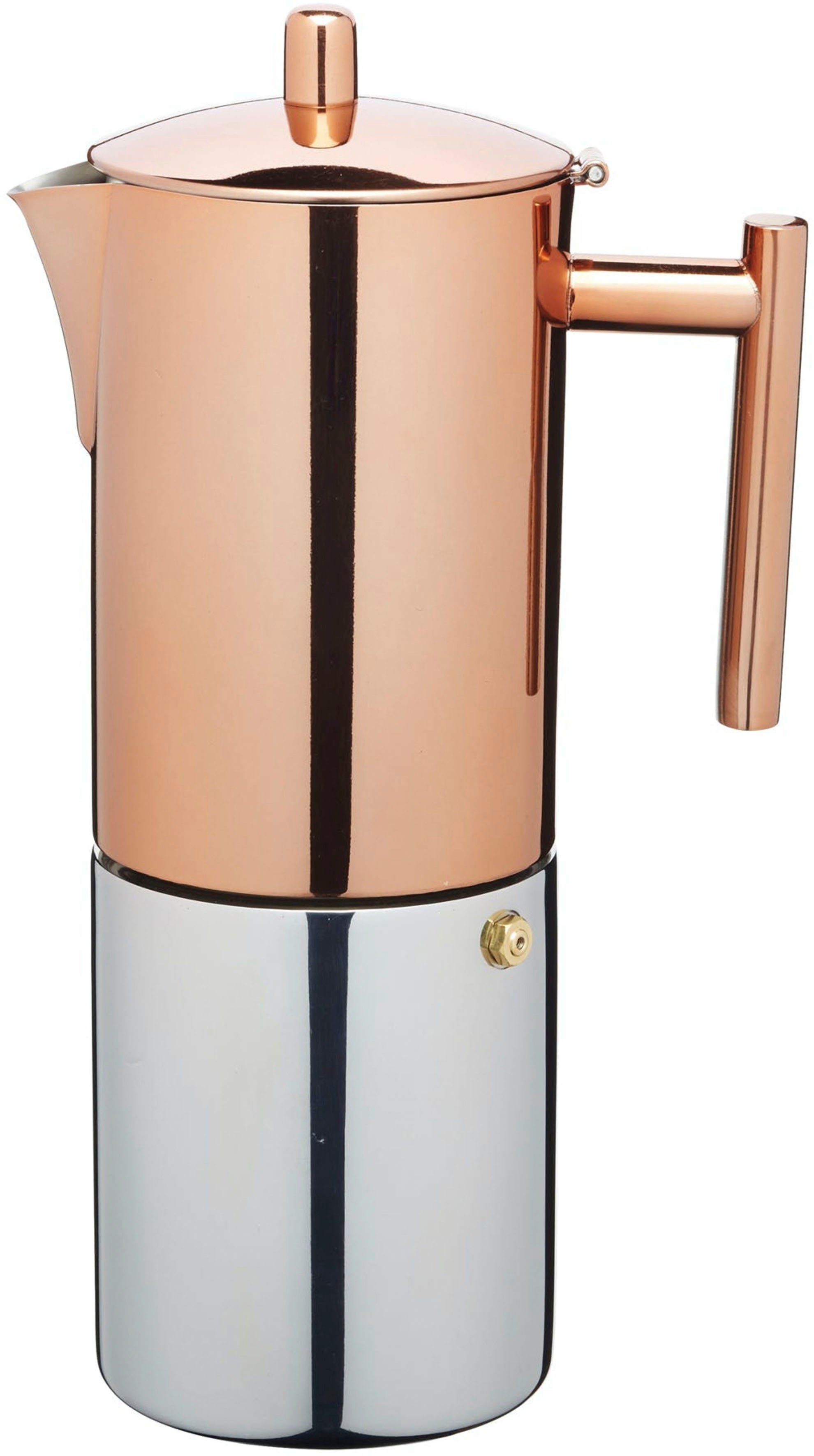 La Cafetière Espressokocher La Cafetière Copper Stovetop Espresso Maker, 0,6l Kaffeekanne, aus hochwertigem, rostfreien Edelstahl mit induktionsgeeignetem Boden