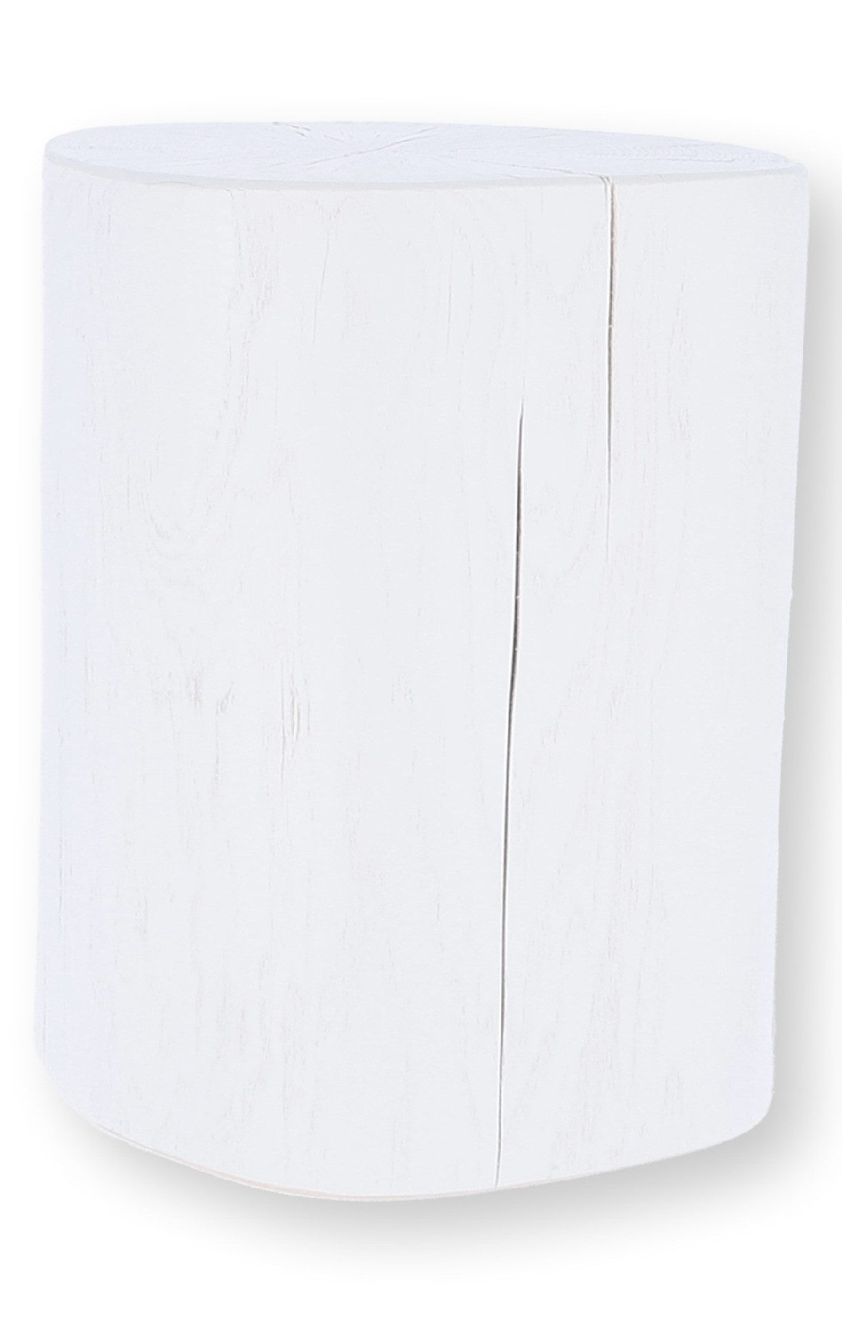 jankurtz Beistelltisch Block rund, Kernesche massiv, Weiß, H 38 cm