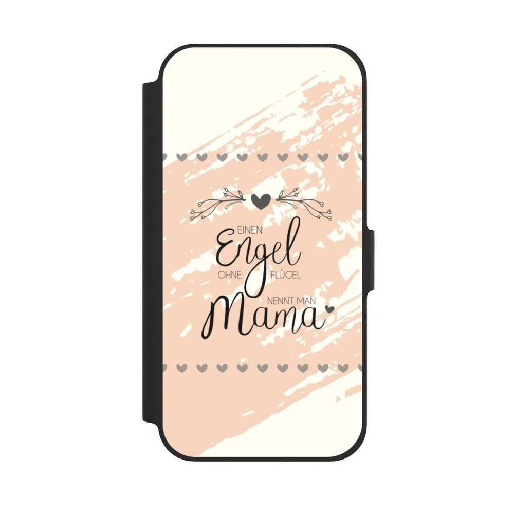 NIVOCASE Handyhülle Muttertag Mama Spruch Engel Mama, Apple iPhone 12 Klapphülle Handyhülle aus Kunst Leder NIVOflip schwarz