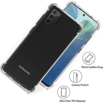 CoolGadget Handyhülle Transparent als 2in1 Schutz Cover Set für das Samsung Galaxy Note 20 6,7 Zoll, 2x Glas Display Schutz Folie + 1x TPU Case Hülle für Galaxy Note 20