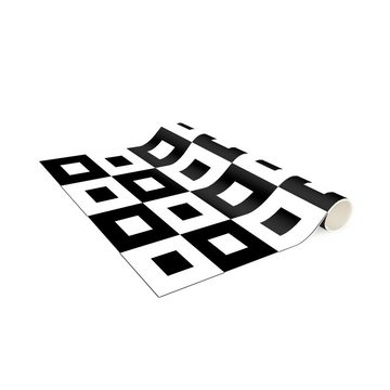 Läufer Teppich Vinyl Flur Küche Muster funktional lang modern, Bilderdepot24, Läufer - schwarz weiß glatt