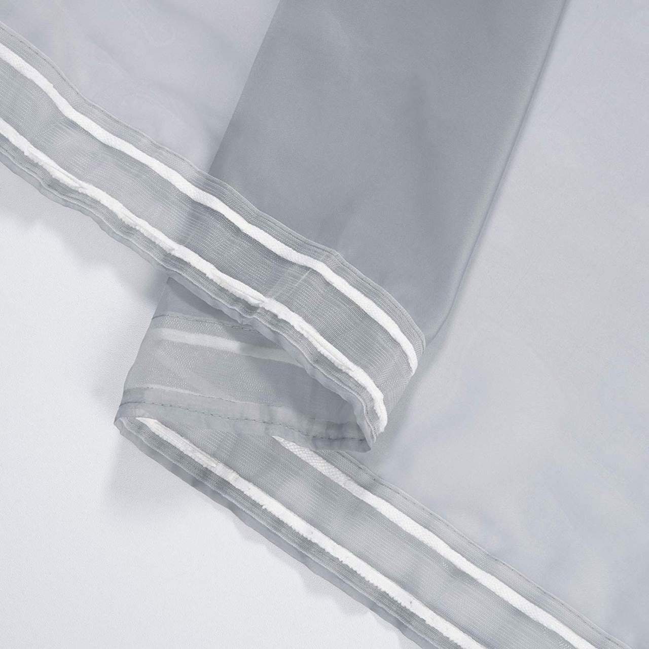 Woltu, halbtransparent, Gardine, St), Stores (1 Voile Kräuselband Vorhang grau mit