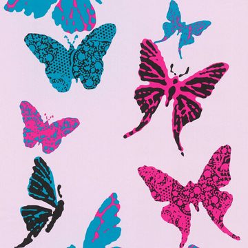 Tadessi Vliestapete Tapete Tiere Gino M1-No.3711, Papiertapete, Pink, Blau, Schmetterl