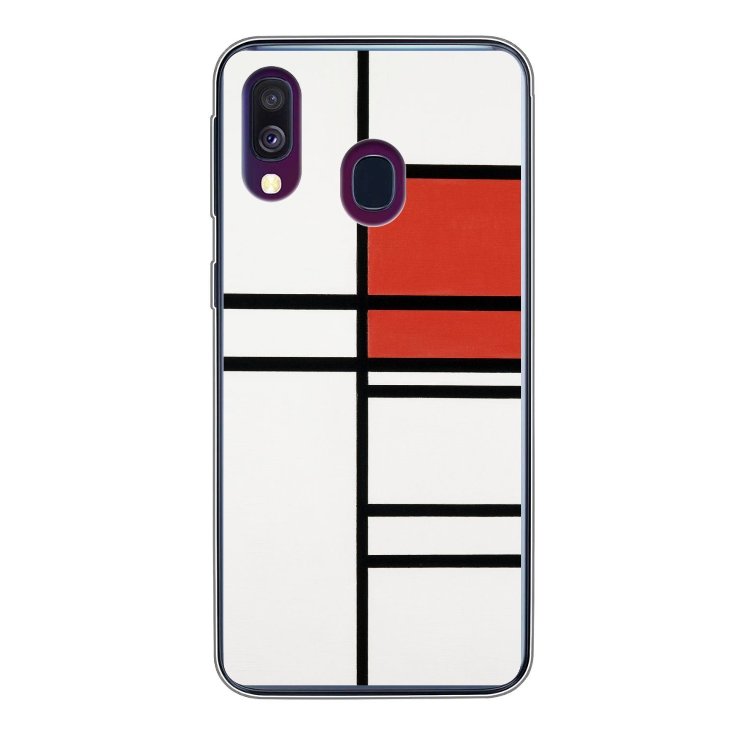 MuchoWow Handyhülle für Samsung Galaxy A40 Komposition mit Rot und Weiß - Piet Mondrian, Smartphone-Bumper, Print, Handy Schutzhülle Dünn