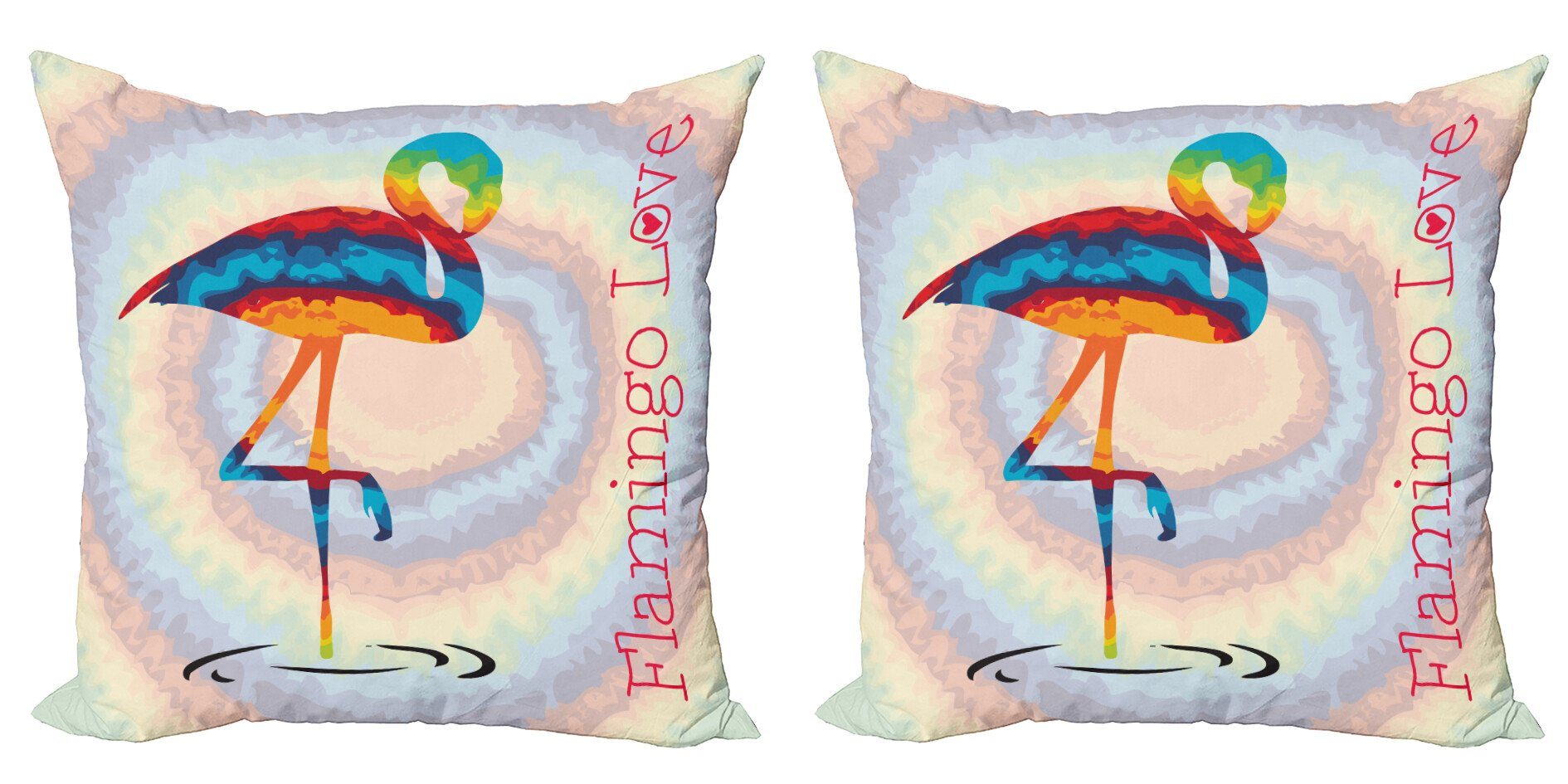 Kissenbezüge Modern Accent Doppelseitiger Digitaldruck, Abakuhaus (2 Stück), Flamingo Regenbogen farbige Vögel