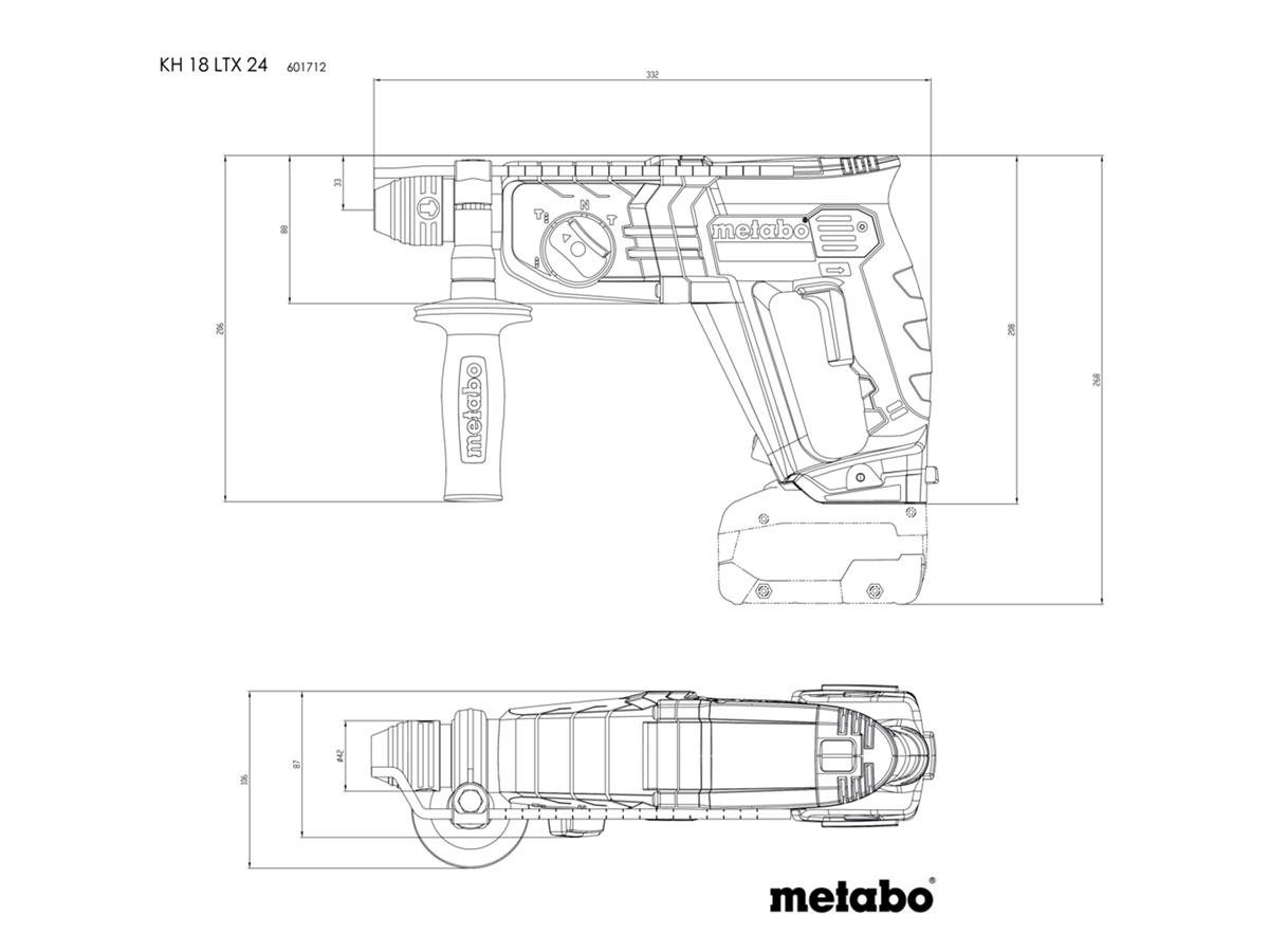 metabo Kombihammer Akku KH 18 LTX 24, max. 1400 U/min, (4-tlg), ohne Akku und Ladegerät, in metaBOX, SDS-plus-Aufnahme – Bild 5 von 5