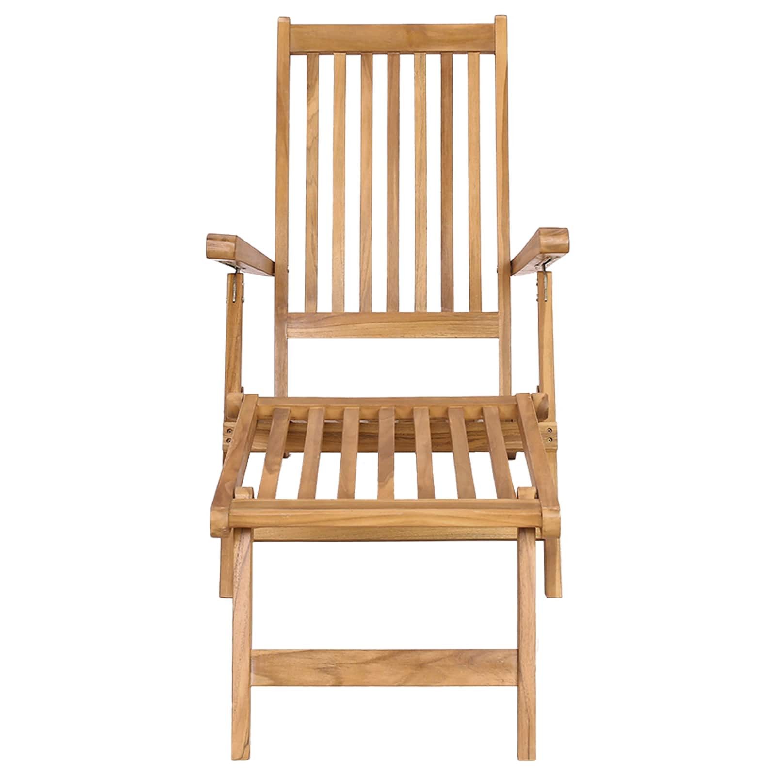 vidaXL Gartenstuhl Faltbarer Deckstuhl 2 pcs Natur Massivholz (2 St)