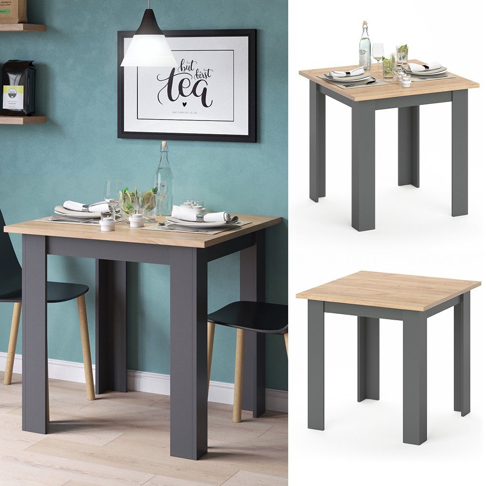 Vicco Esstisch Karlos, Goldkraft Eiche/Anthrazit, 80 x 80 cm günstig online kaufen