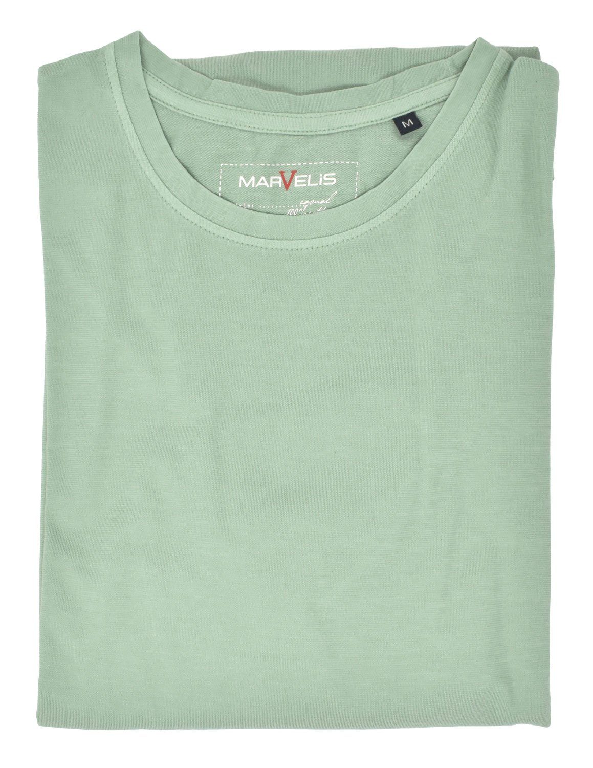 MARVELIS T-Shirt T-Shirt - Casual Fit - Rundhals - Einfarbig - Hellgrün