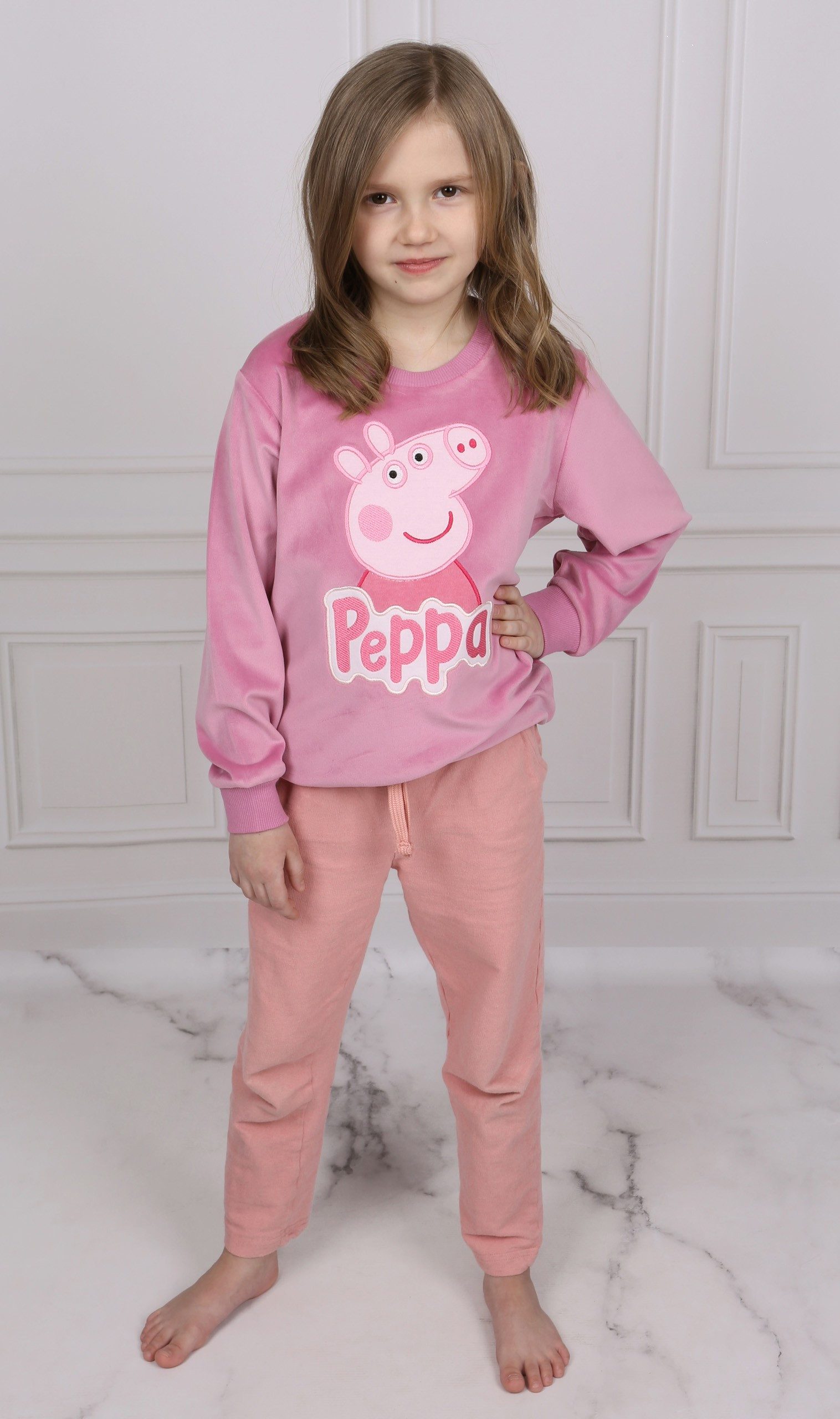 Peppa Pig Sweatshirt Peppa Pig Rosafarbenes Mädchen-Sweatshirt aus Velours 6 Jahre