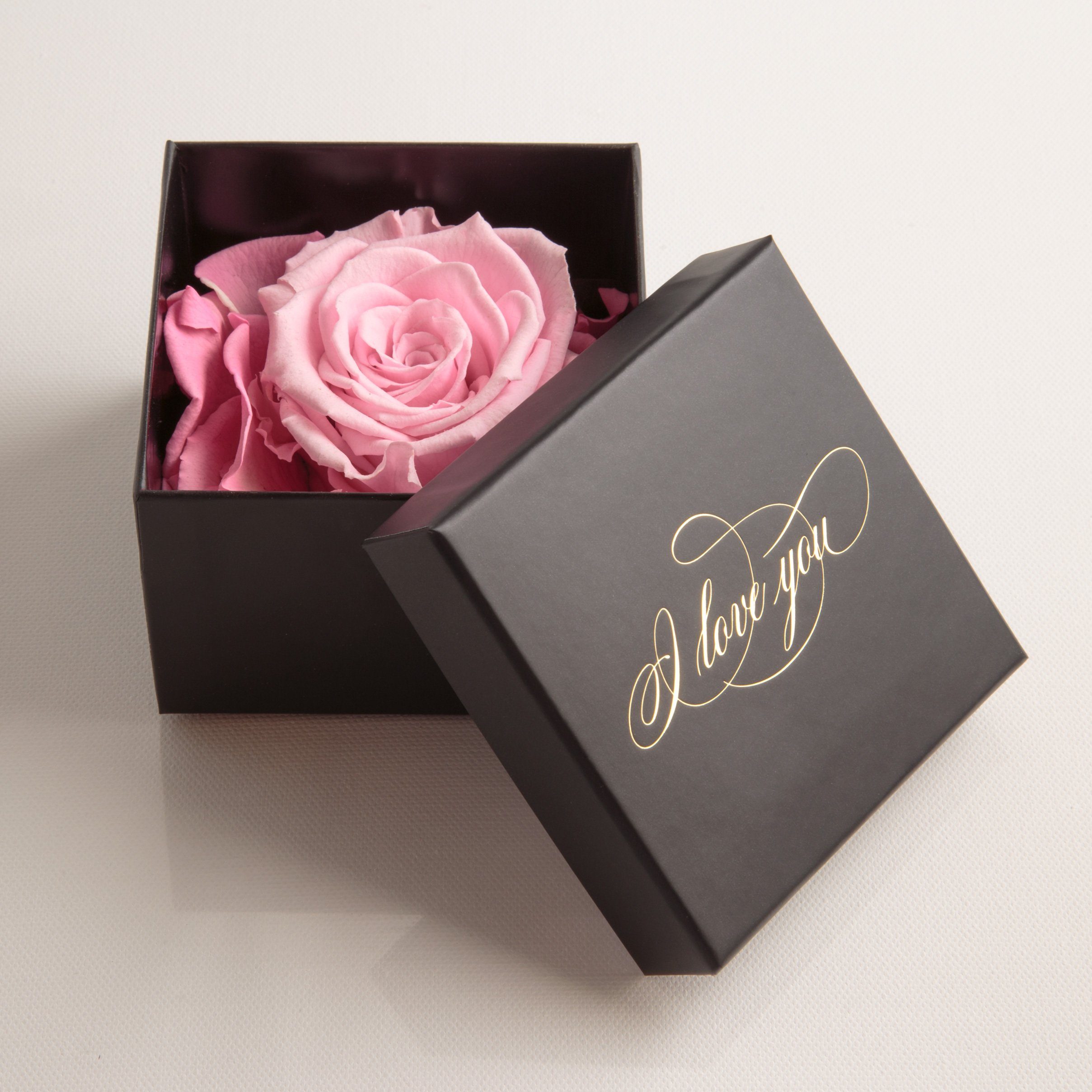 Kunstblume Infinity Rose Box I Höhe konserviert Love You Rose, Rose Heidelberg, Rosa 6 cm, SCHULZ Echte ROSEMARIE Liebesbeweis Idee Geschenk