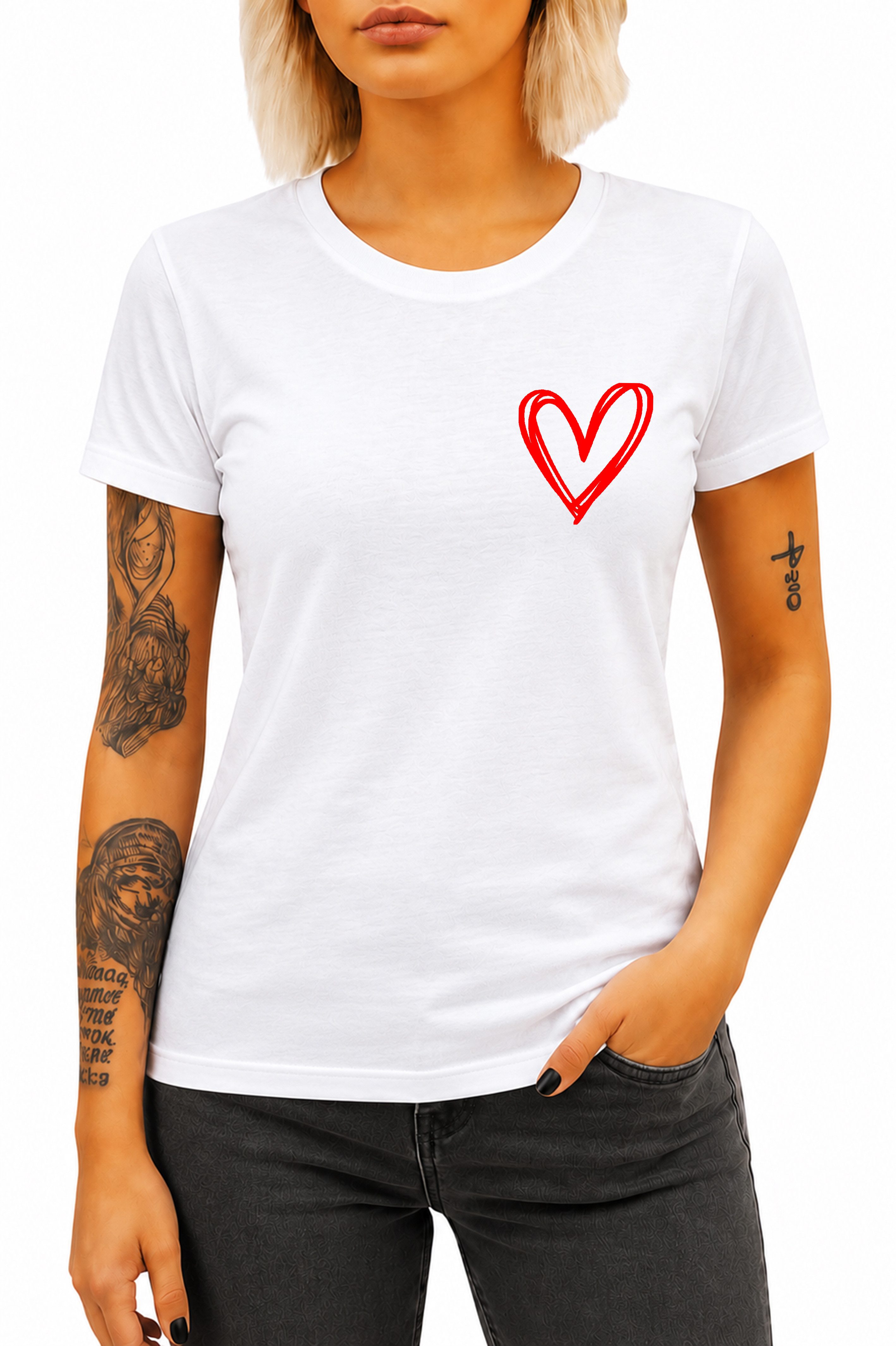 Banco T-Shirt Damen Shirt Classic Top Sommer Love Liebe Herz Premium T-Shirt aus 100% Baumwolle
