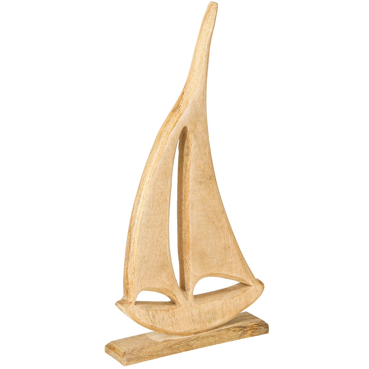 Dekofigur Maritime Tischdeko Segelboot Holz Natur H42cm