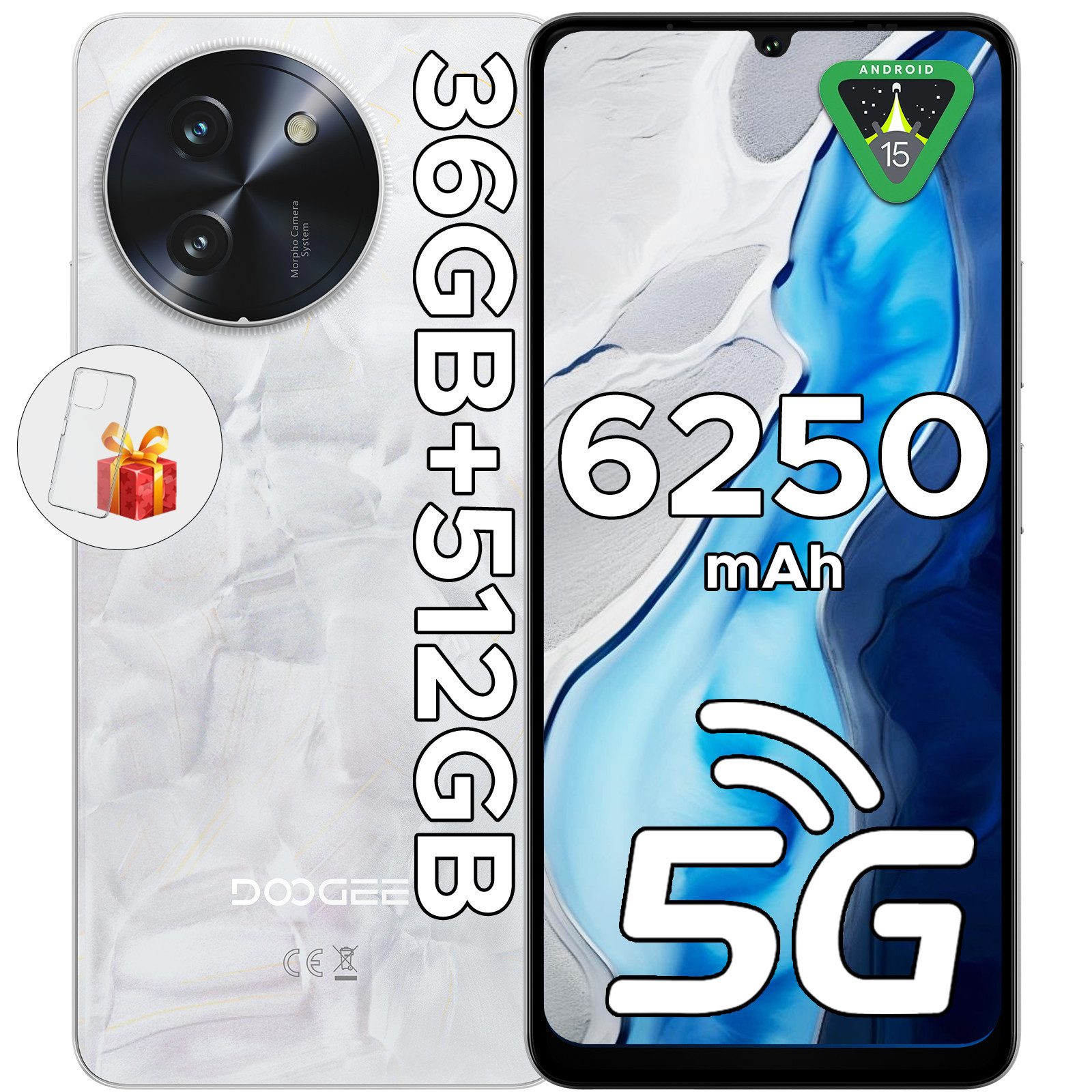 DOOGEE NOTE 59 PRO+ 5G 512GB ROM+36 GB RAM (12 + 24 GB erweitert) Android 15 Smartphone (6.75 Zoll, 512 GB Speicherplatz, 50 MP Kamera, 6.75" HD+ 120Hz, 50MP+8MP, 6250mAh, Dual SIM/ OTG/ GPS/ NFC)