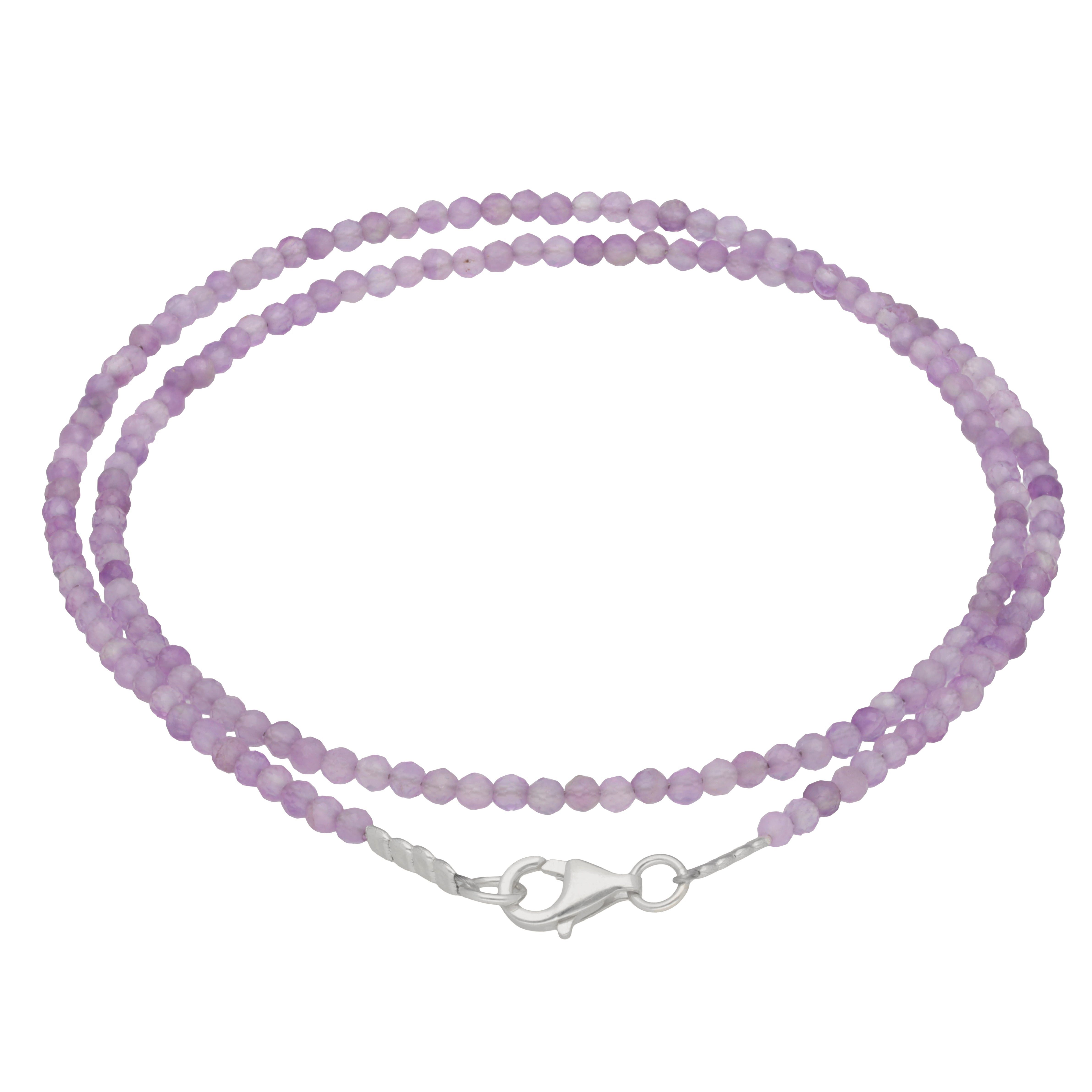 Lebensquelle Plus Kette ohne Anhänger Amethyst 2 mm Perlenkette facettiert, 45 cm + Silberverschluss