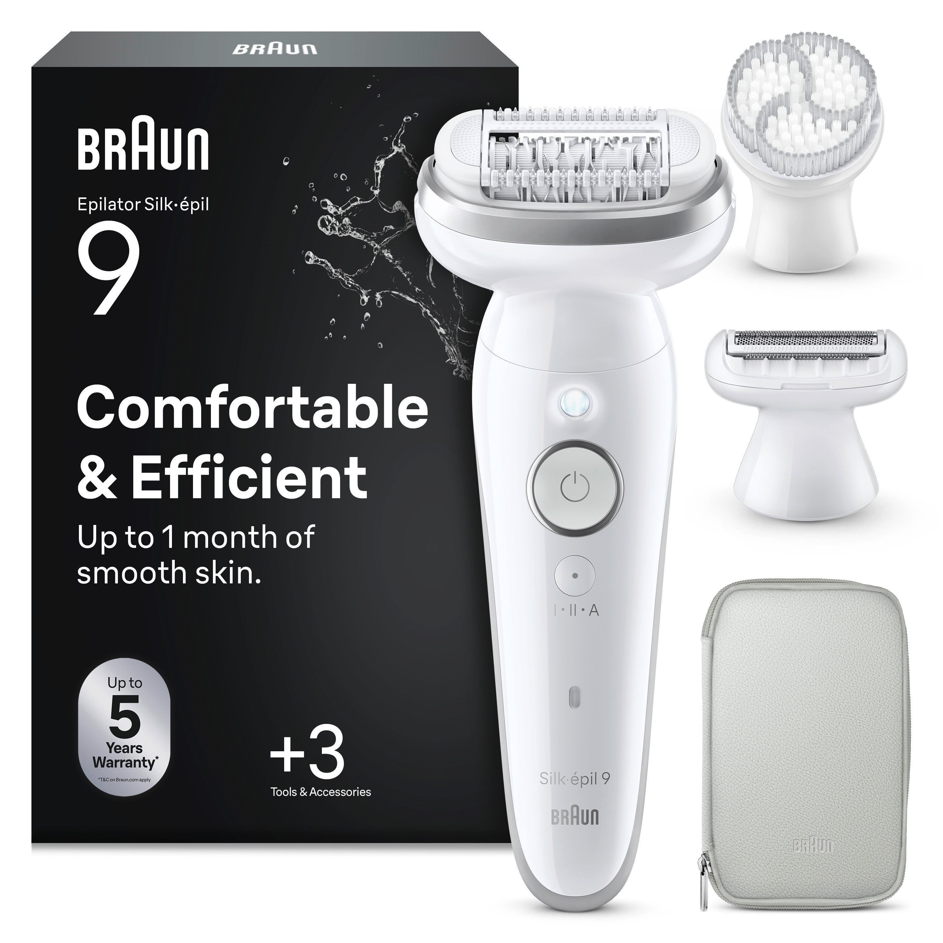 Braun Epilierer Silk-épil 9 SES9-061, Rasier-, Trimmer- & Peelingaufsatz, Wet&Dry