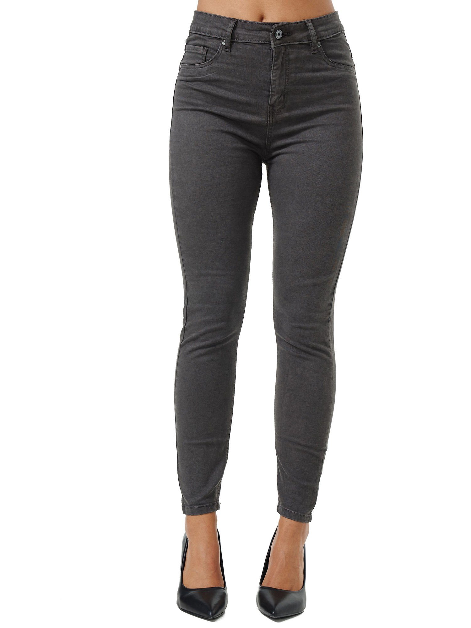 Tazzio Skinny-fit-Jeans F103 Damen High Rise Jeanshose anthrazit