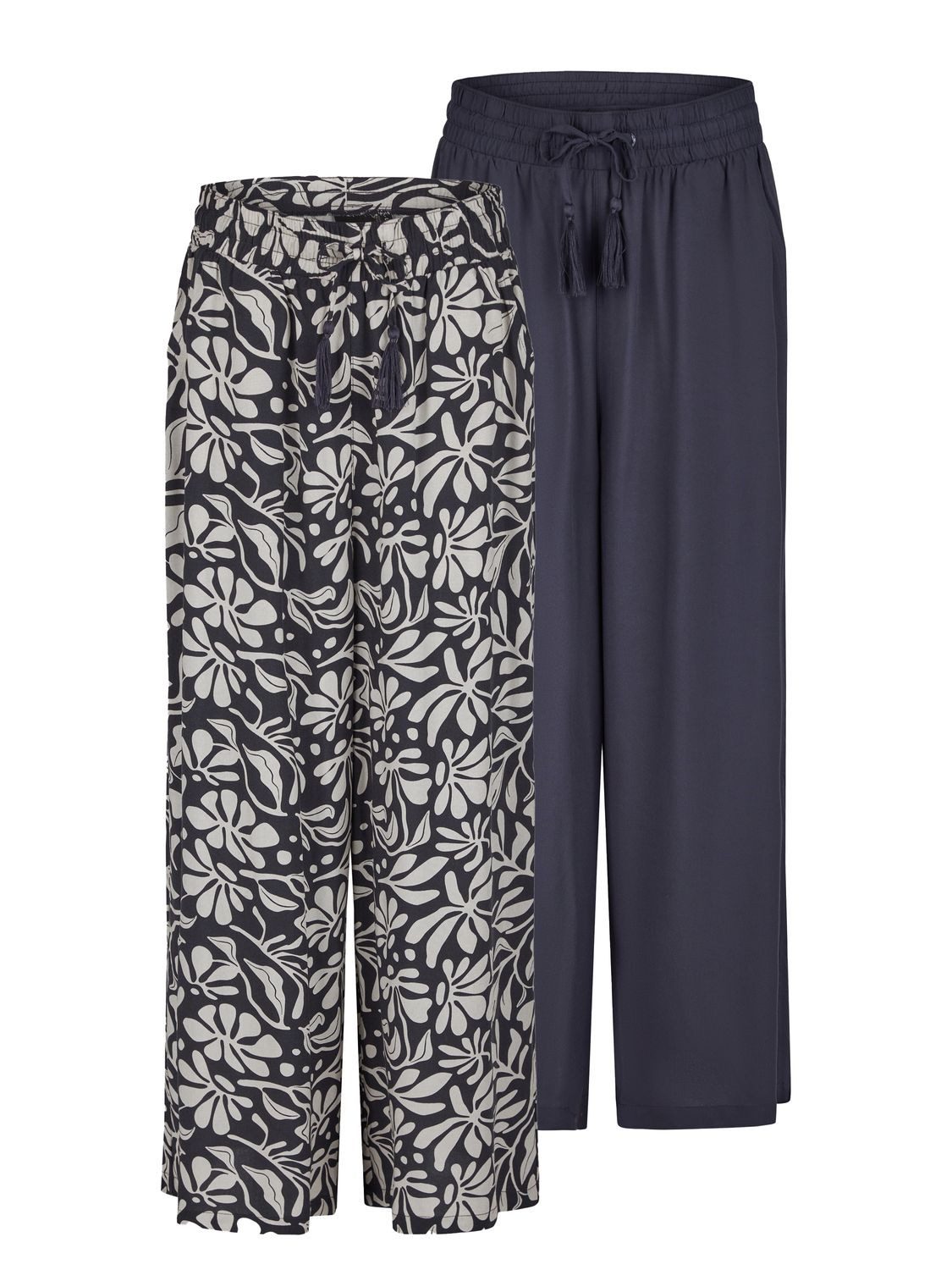 DENIMFY Chinohose Damen Palazzo Hose DFKate 2er Pack Loose Fit (Vorteilspack) Sommerhose mit Taschen