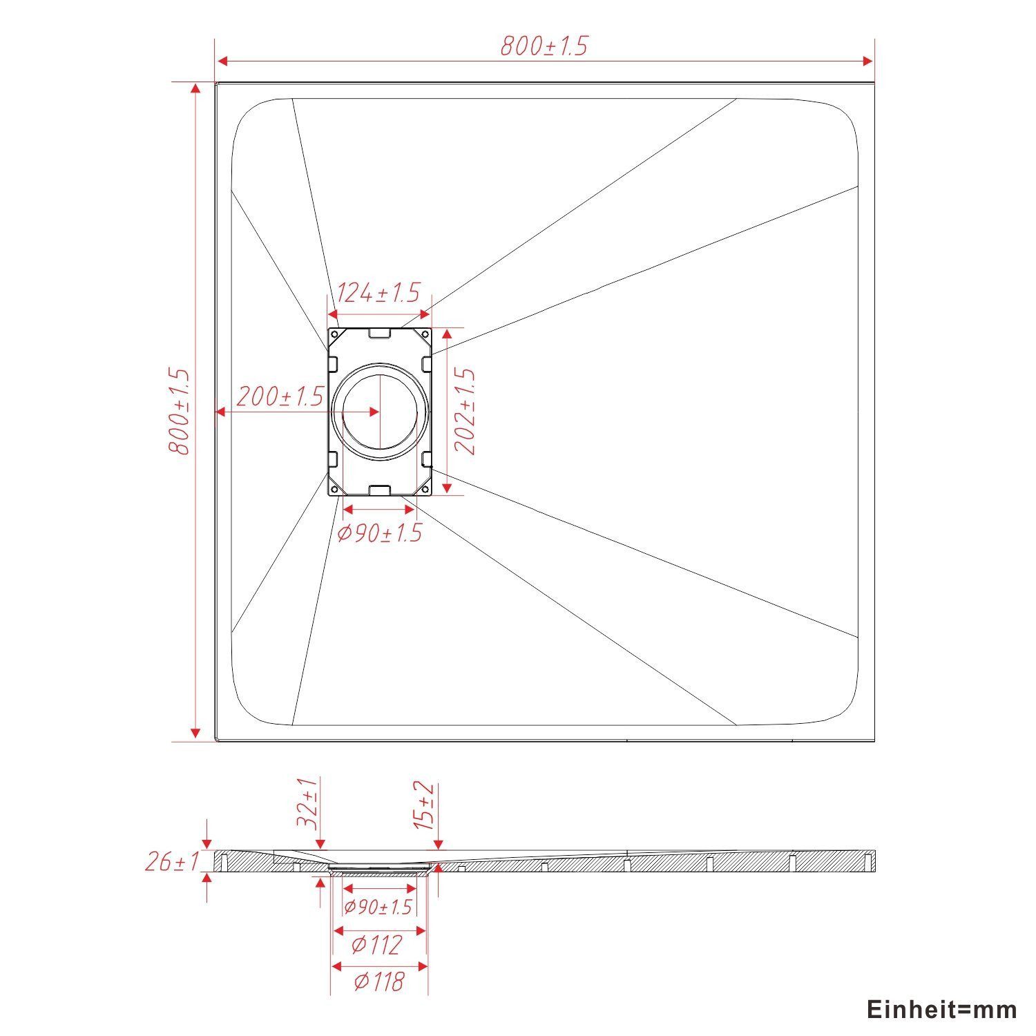 AQUALAVOS Duschwanne Flache Duschtasse SMC Antirutsch Weiß Duschwanne für Duschabtrennung, quadratisch, Sheet-Molding-Compound(SMC), rutschfest, Zuschneidbar, K – Bild 5 von 5
