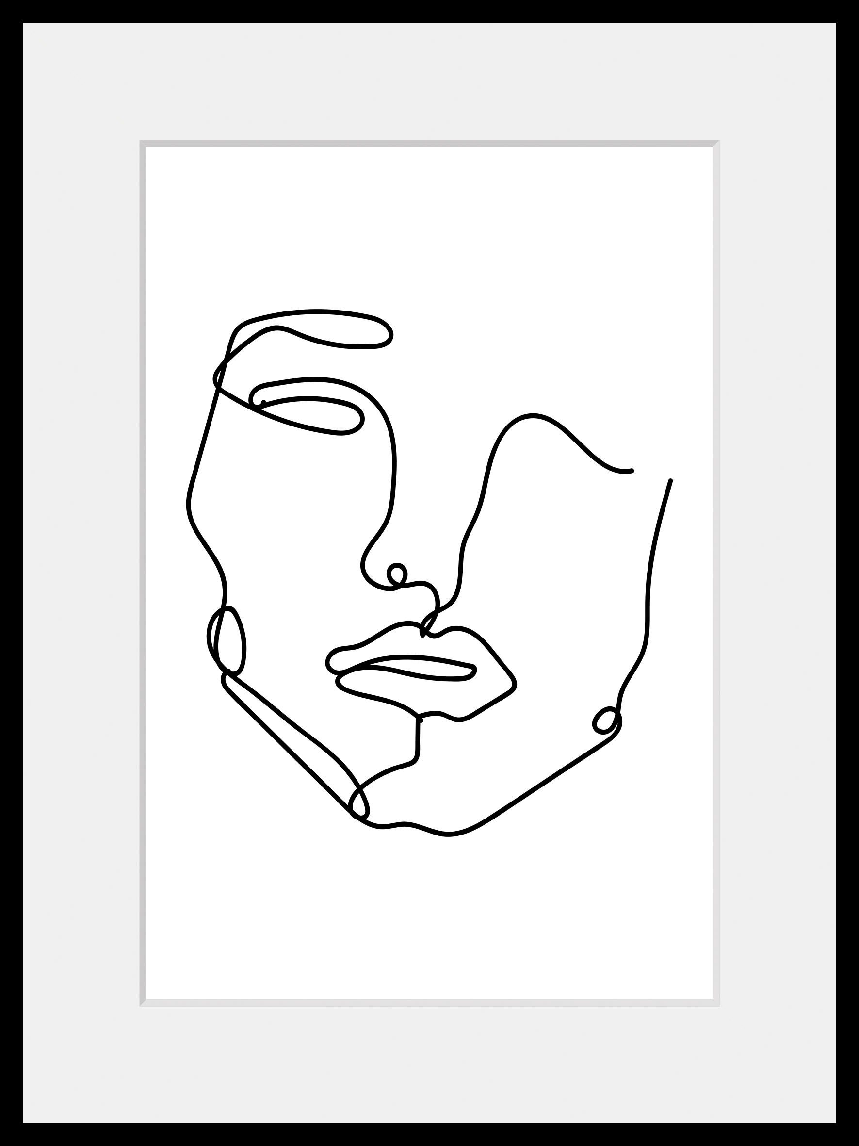 queence Bild Sandy, Frau, Gesicht, Kunst, Schwarz-Weiß (1 St), HD Premium Poster-Druck inkl. Holzrahmen. € 29,85