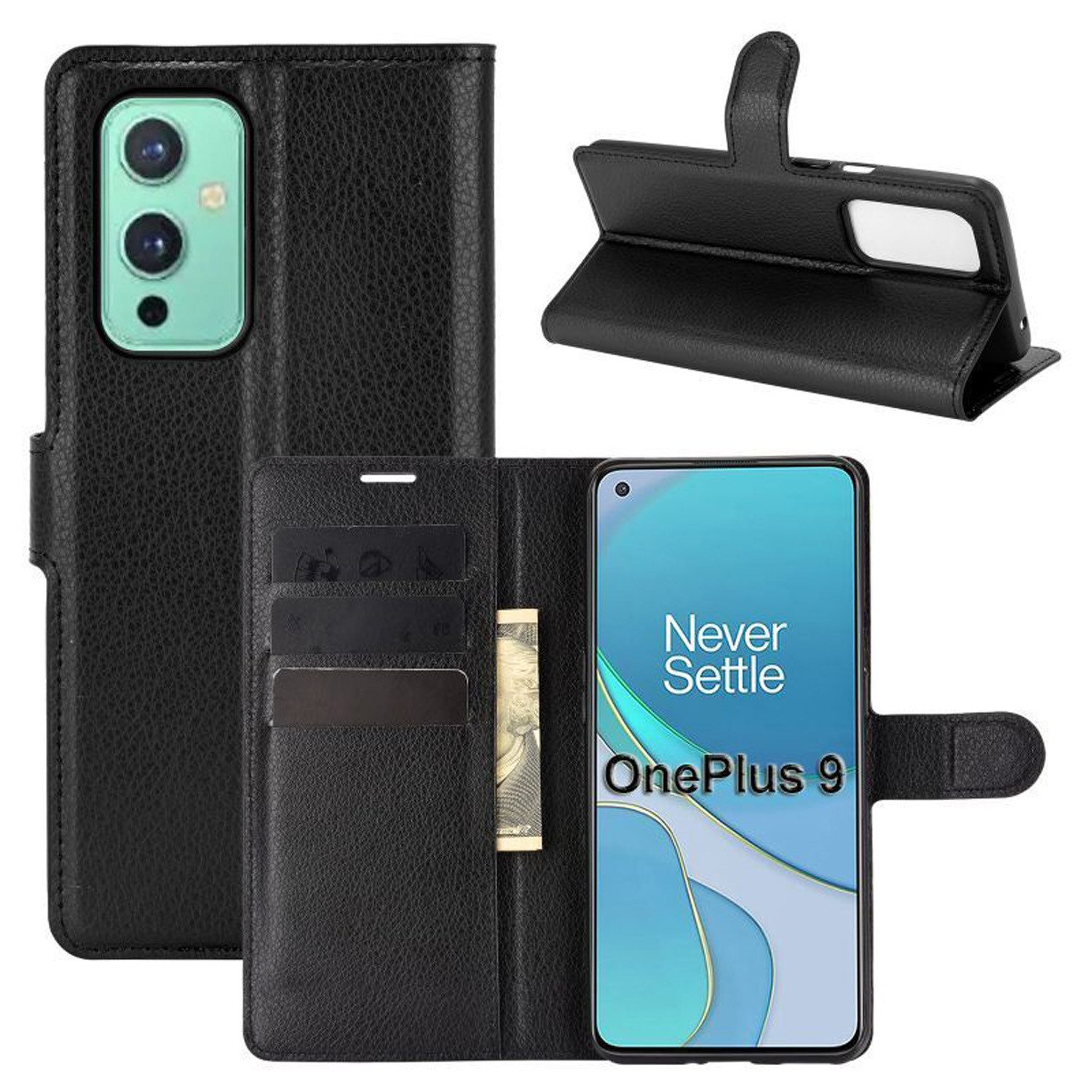 betterfon Handyhülle Handytasche für OnePlus 9 Klapphülle Flip Case Schwarz