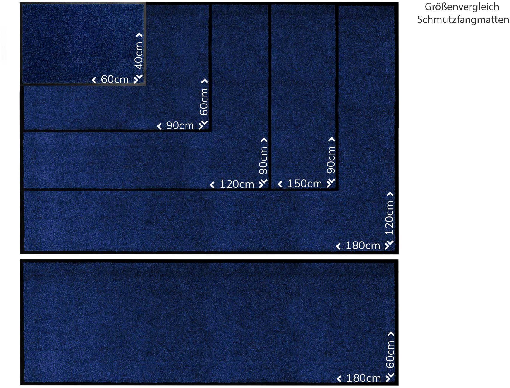 Fußmatte Schmutzfangmatte Primaflor-Ideen Textil, Höhe: UV-beständig, mm, Schmutzfangmatte, Uni-Farben, waschbar rechteckig, in PRO, CLEAN blau 8
