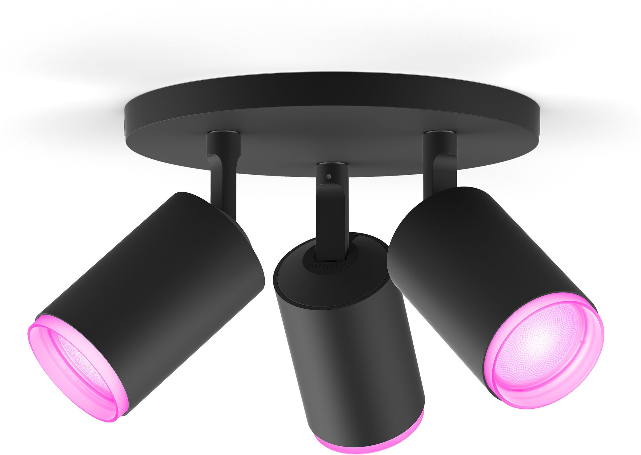 Philips Hue LED Deckenspot White & Color Ambiance Fugato 3er Aufbauspot, Abschaltautomatik, Bluetooth, CCT - über Fernbedienung, Dimmfunktion, Einschlafhilfe, Farbsteuerung, Farbwechsel, Memory, nach Trennung vom Netz, Nachtlichtfunktion, RGB, Smart Home, Timerfunktion, Weckerfunktion, dimmbar über Fernbedienung, mehrere Helligkeitsstufen, LED wechselbar, Farbwechsler, RGB, warmweiß - kaltweiß, Steuerbar per App und Stimme, Smart Home fähig, Farbfähig und Weißtöne