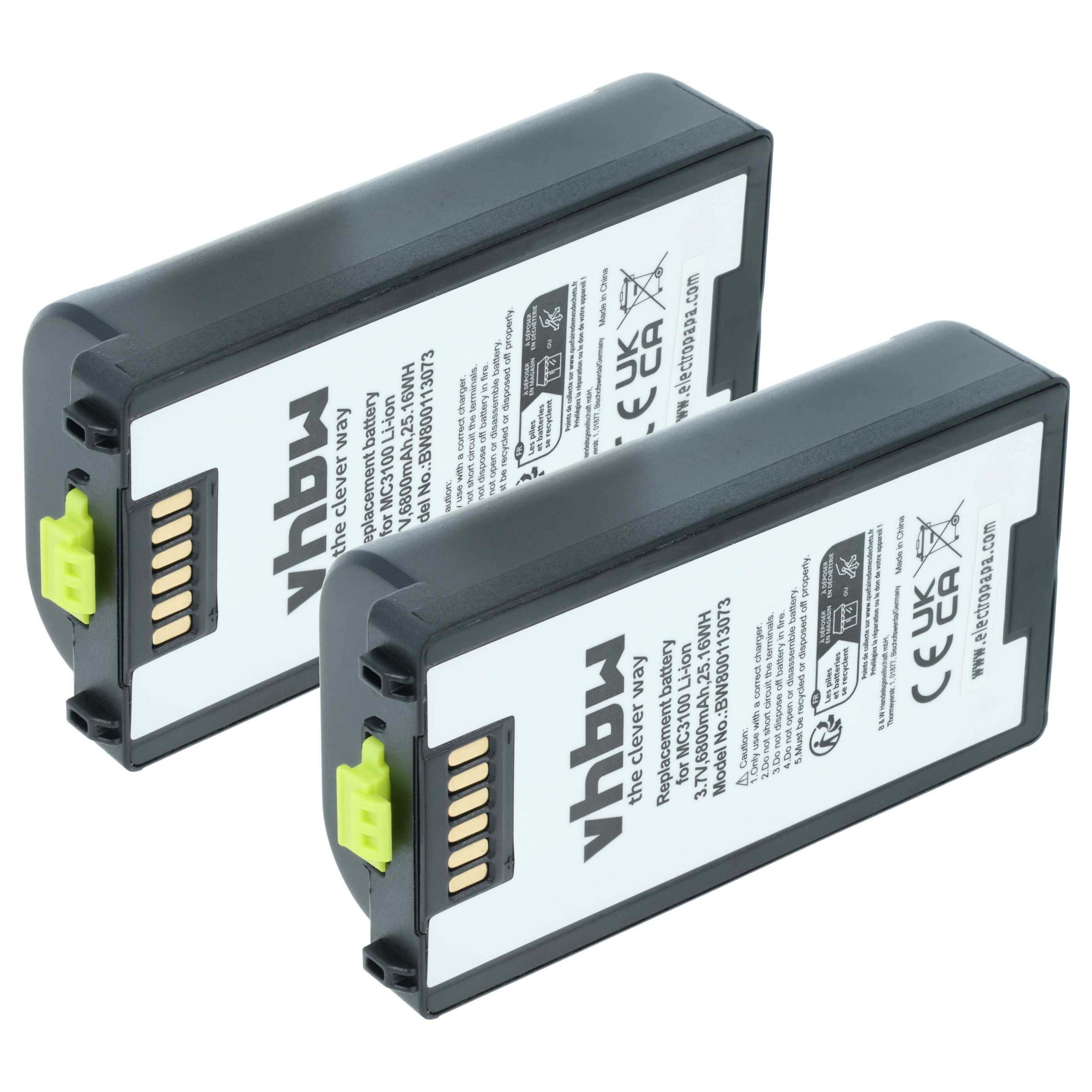 vhbw Akku passend für Symbol MC3190, MC3100, MC3190G, MC3190-G13H02E0, Akku Akku Li-Ion 6800 mAh (3,7 V, 2 St), Leistungsfähige Austausch-Akkus für POS-Gerät, Wiederaufladbar, Jede