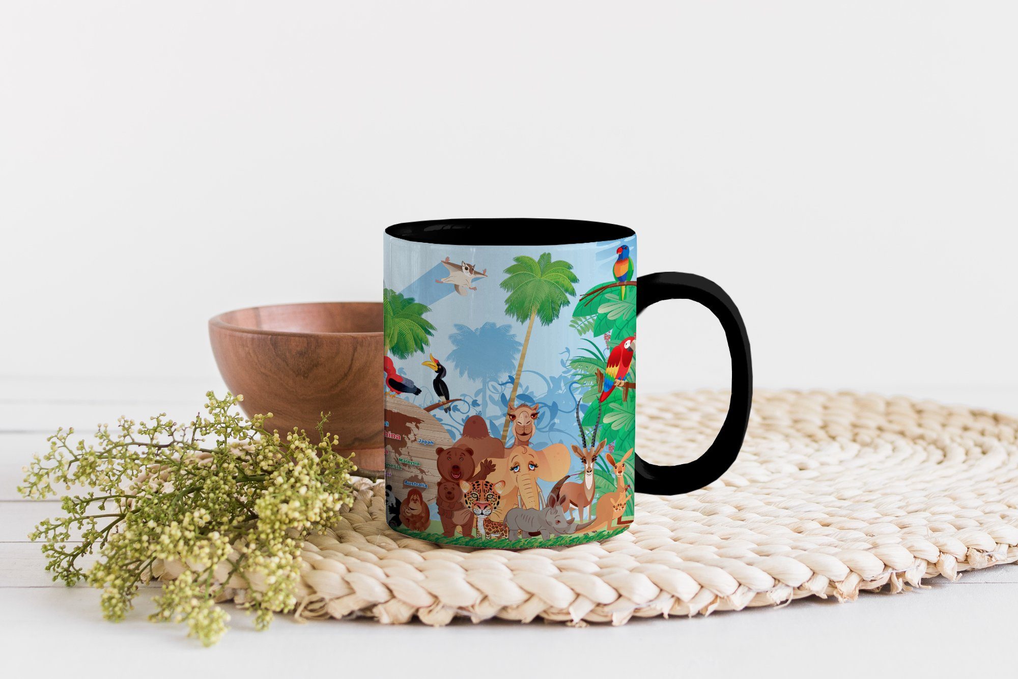 Kaffeetassen, Farbwechsel, Wald Jungen Zaubertasse, MuchoWow - - - Kind, - Tropisch Geschenk Tiere Teetasse, Tasse - Keramik, Mädchen