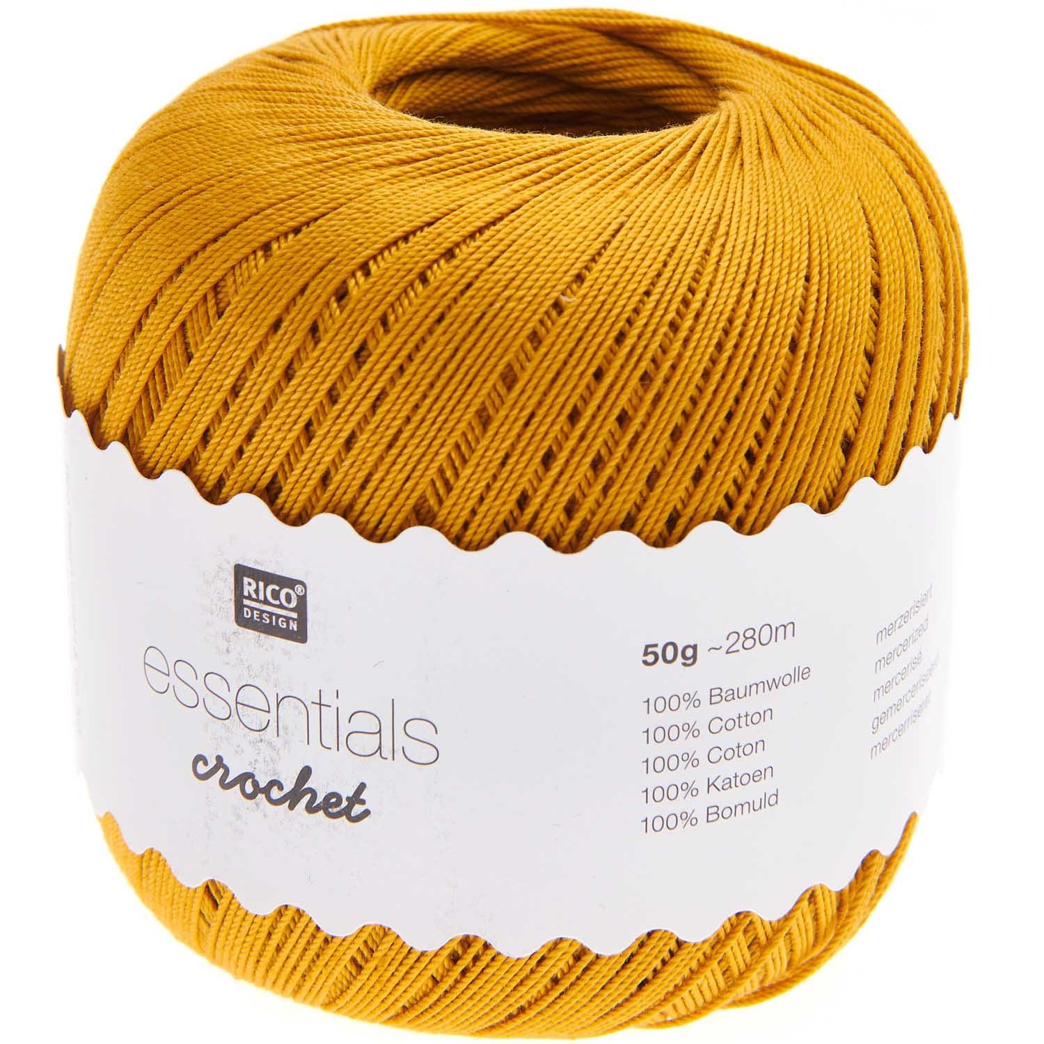 Rico Design Essentials Crochet Häkelgarn Baumwolle Stärke 10 zum Filet -  Häkeln Häkelwolle, 280,00 m (Filethäkelgarn, dünnes Baumwollgarn),  mercerisiert