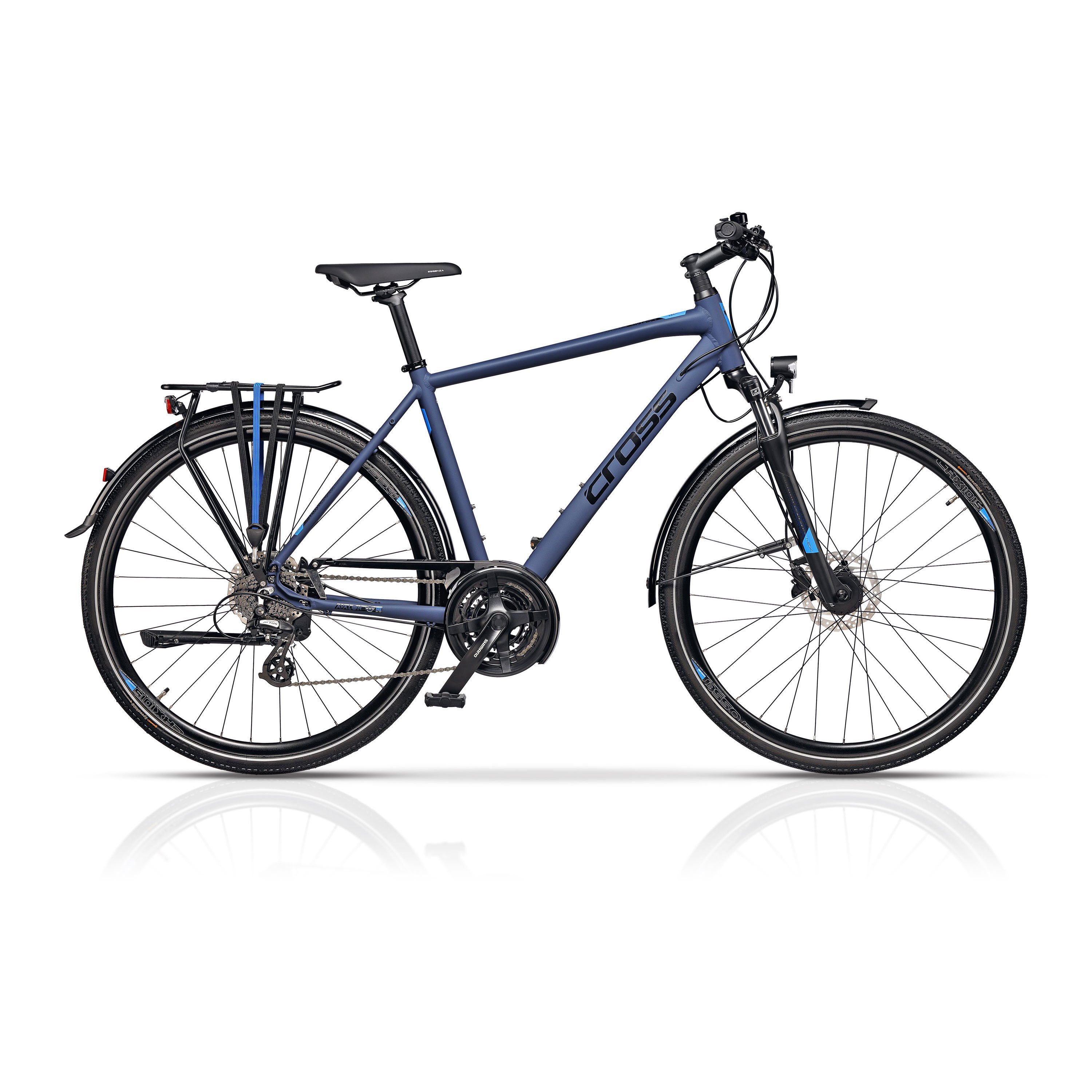 Airtracks Trekkingrad Herren Trekking Fahrrad 28 Zoll AVALON, 24 Gang Shimano Altus Schaltwerk, Kettenschaltung, (Shimano Altus RD-M310 SGS), Blau - Rahmenhöhen 48cm, 52cm, 56cm und 60cm - Modell 2024