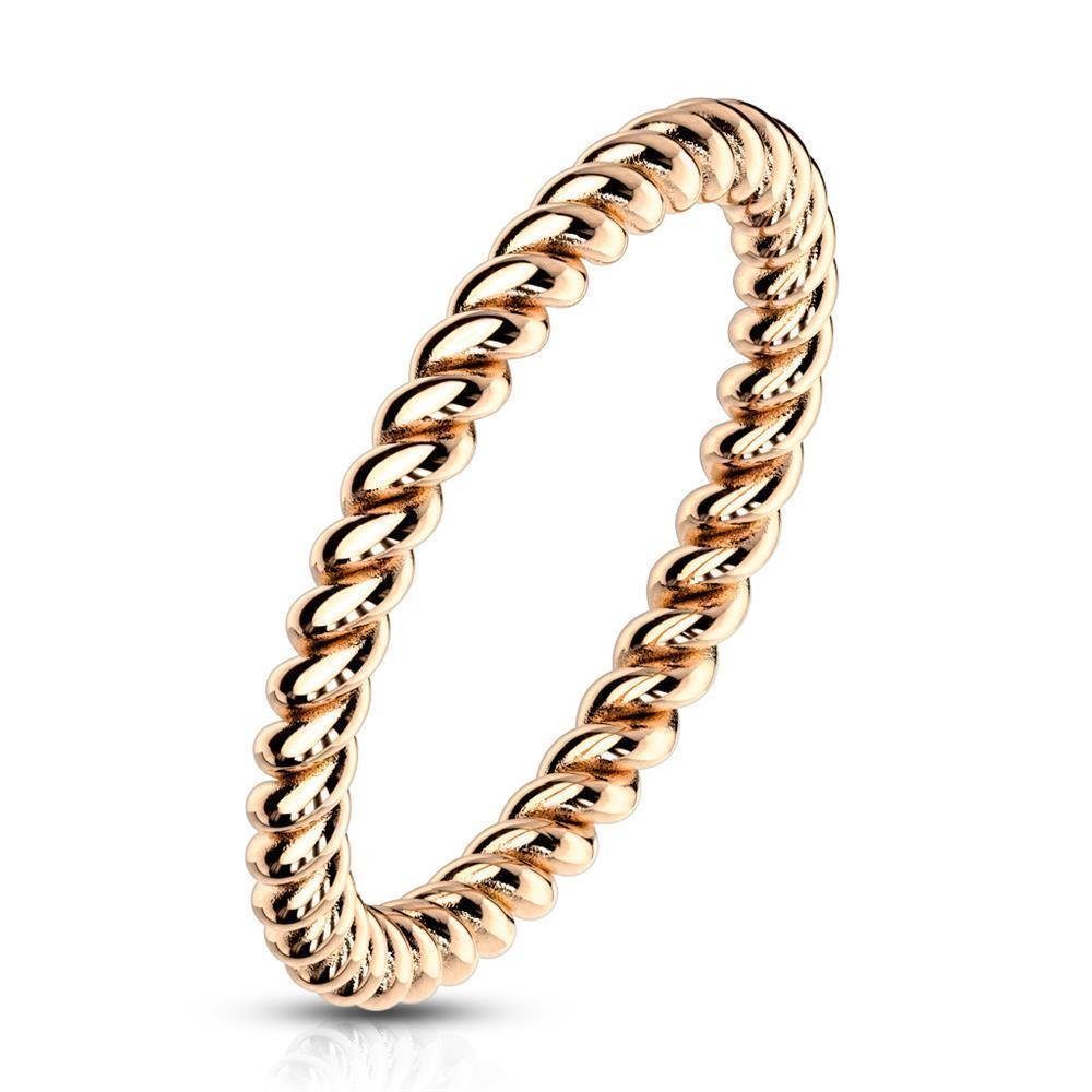 BUNGSA Fingerring Ring in gedrehter Optik Edelstahl Damen 52 (16.6) rosegold (Ring, 1-tlg), Frauen Mädchen