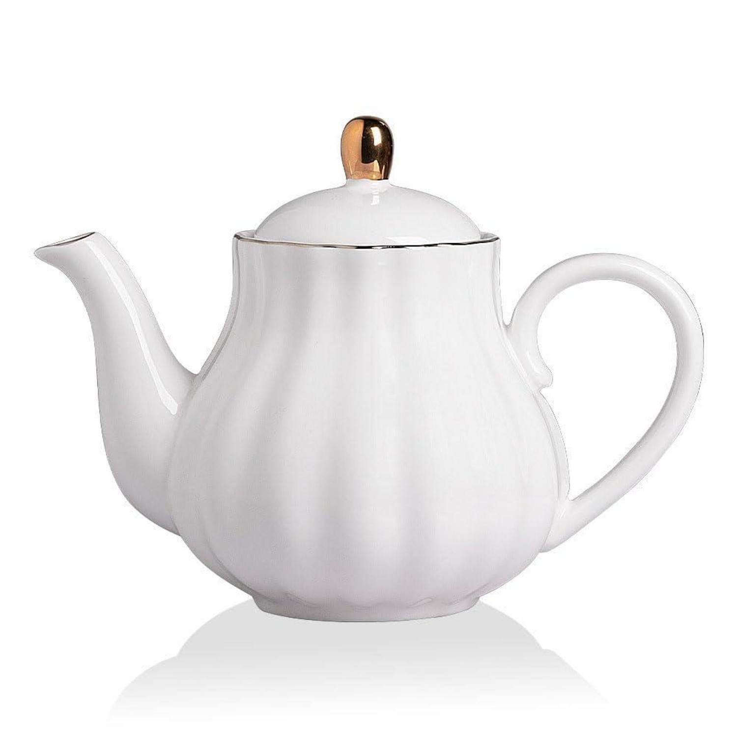 LuxusKollektion Teekanne Teekanne Keramik 1100ml Weiß