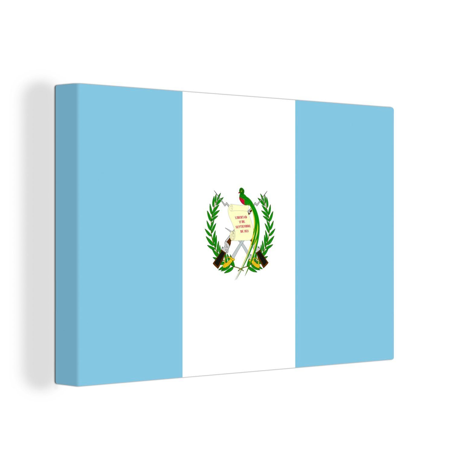 OneMillionCanvasses® Leinwandbild Flagge Guatemala, (1 St), Wandbild Leinwandbilder, Aufhängefertig, Wanddeko, 30x20 cm