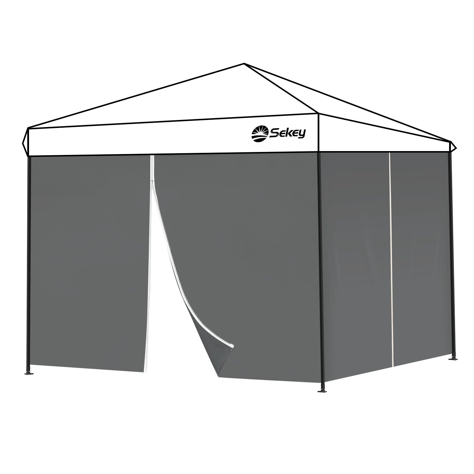 Sekey Pavillonseitenteil 2x Seitenwand für Pavillon 3m/6m/9m mit Reißverschluss, für 3 x 3 m Pavillon, 3 x 6 m Gartenpavillon, 3 x 9 m Partyzelt