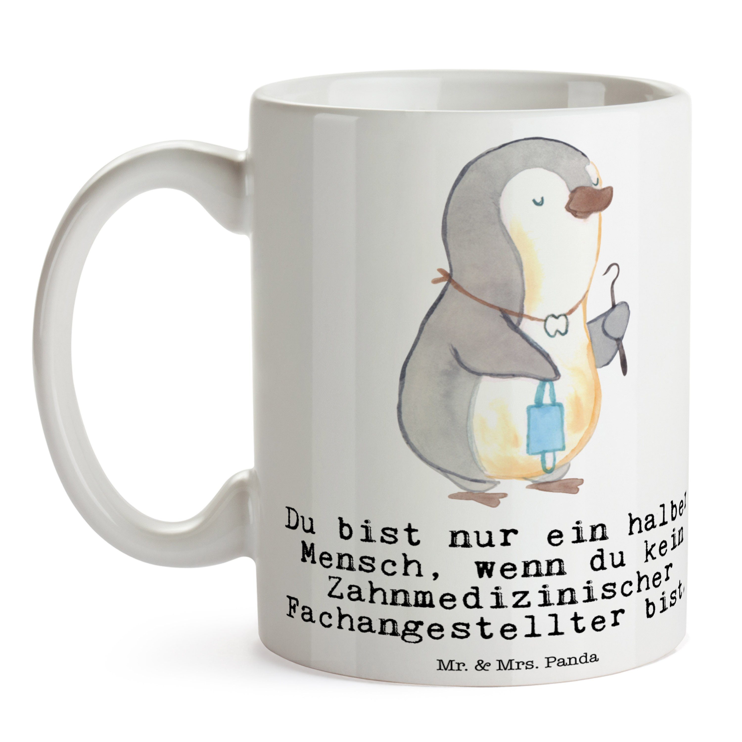 Fachangestellter & Herz Mr. Panda Weiß Keramik Tasse - Zahnmedizinischer mit Geschenk, Becher, - Mrs.