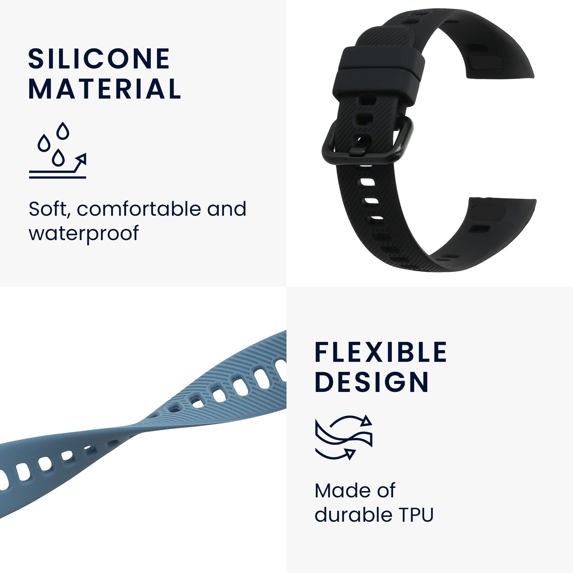 kwmobile 2x Uhrenarmband für HONOR Band 5 / Band 4 Armband Smartwatch, 2-tlg., Fitnesstracker Band Set aus TPU Silikon - Ersatzarmband Smartwatch