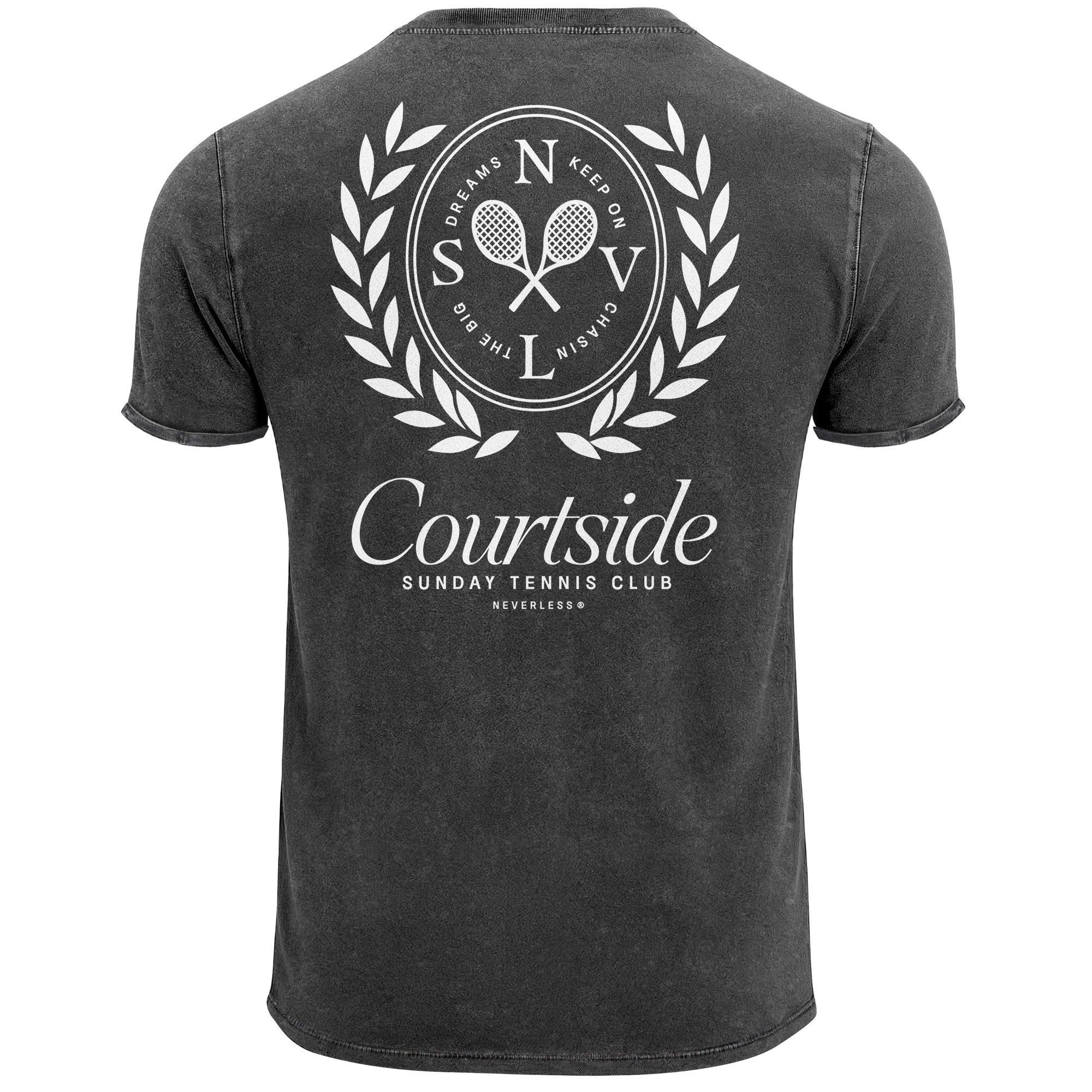 Print-Shirt Herren Vintage T-Shirt Backprint Tennis Club Aufdruck Grafikshirt
