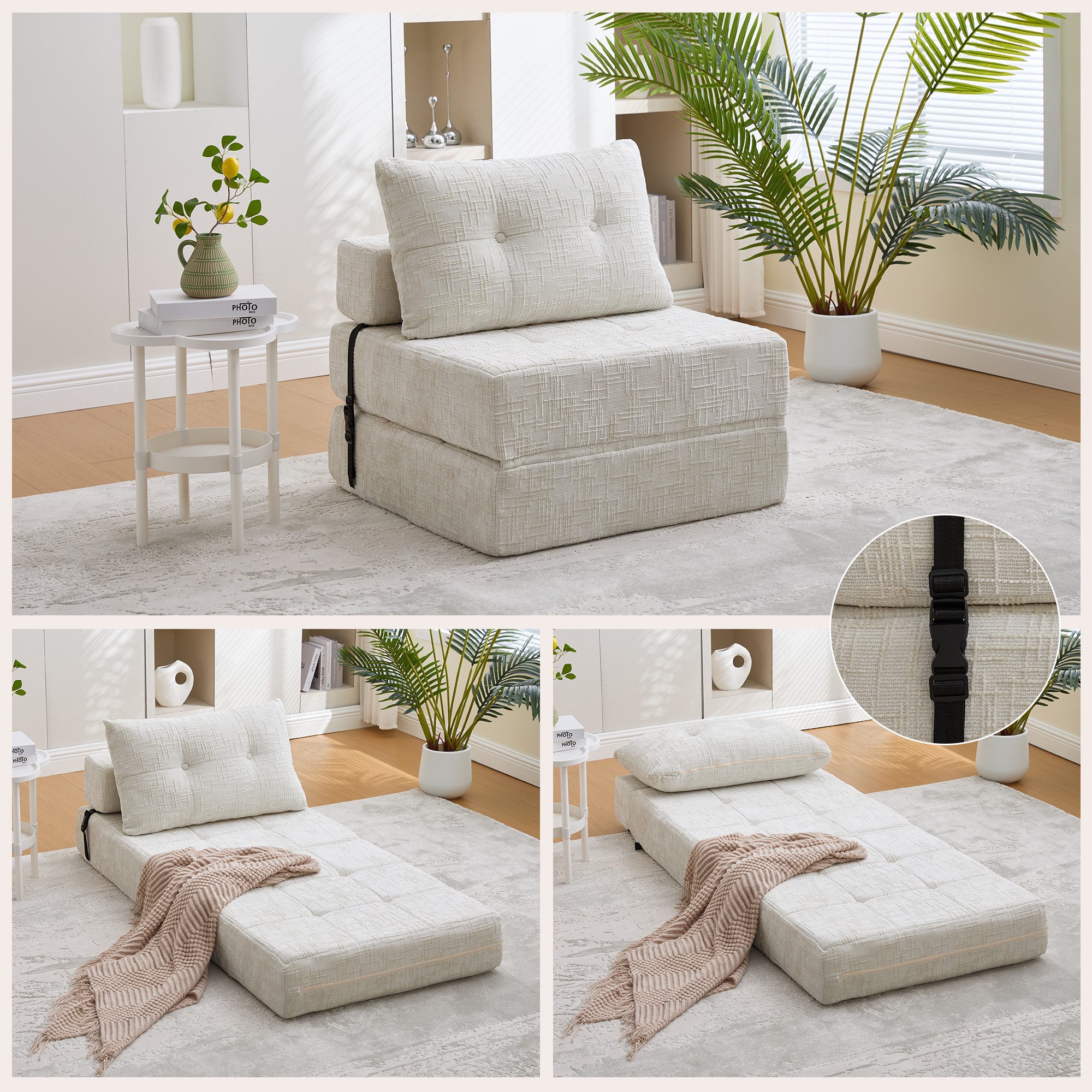 HAUSS SPOLE Sofa mit Schlaffunktion,Klappsofa mit Kissen,Tagesbett mit Rückenlehne, Bequemes faltbares Wohnzimmer Sofa mit Kissen & Rückenlehne – Klappmatratze, für Gästezimmer & Wohnzimmer