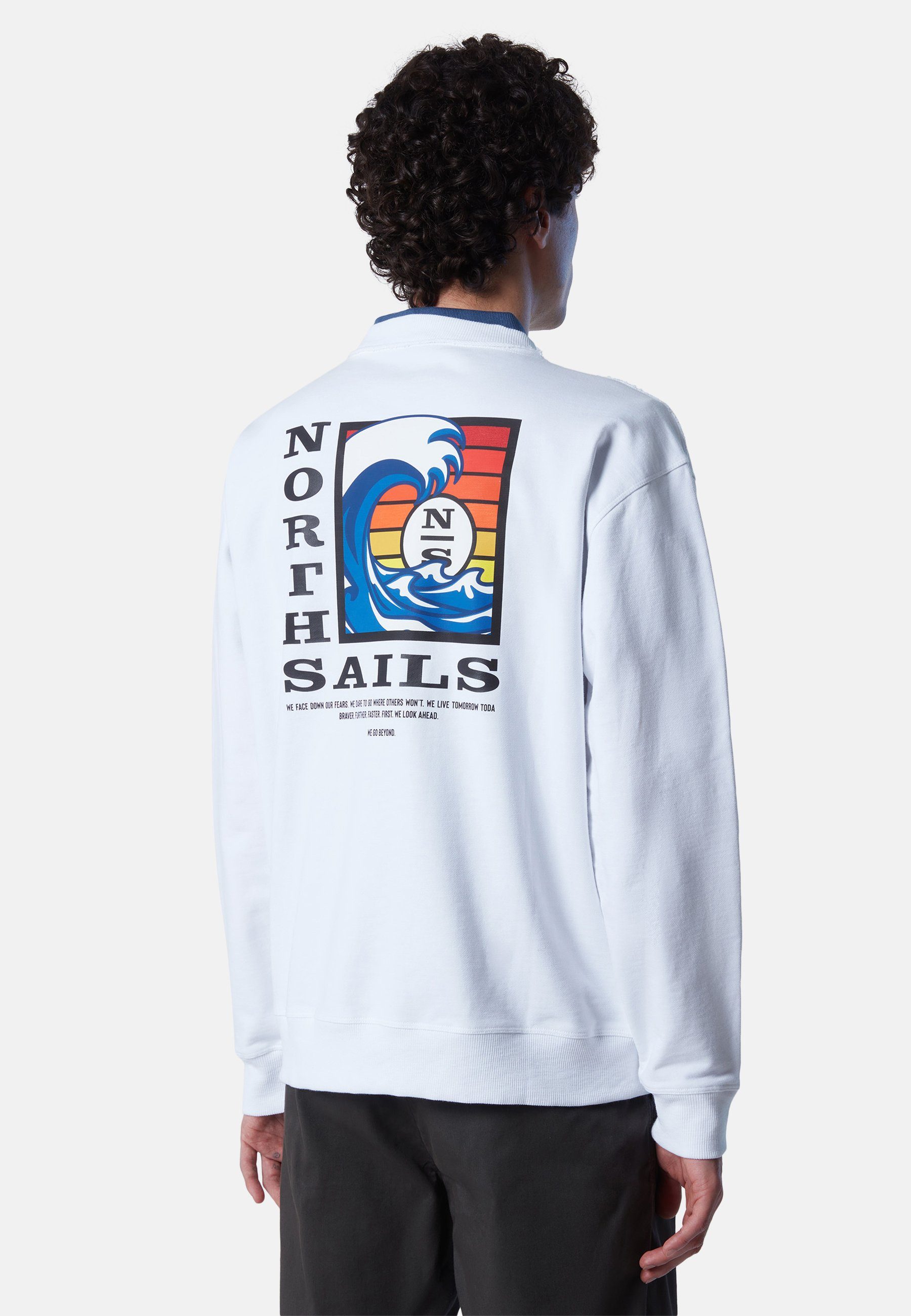 Sails mit Fleecepullover Grafik-Print weiss North Sweatshirt