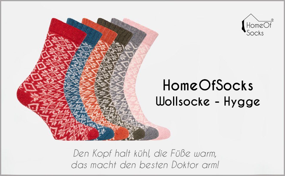 In 45% Dick Bunten & Hohem HomeOfSocks Wolle Wollanteil Hyggelig Design Olive Hygge Herren Warm Socken Damen Socken Dicke Mit mit Für Socken