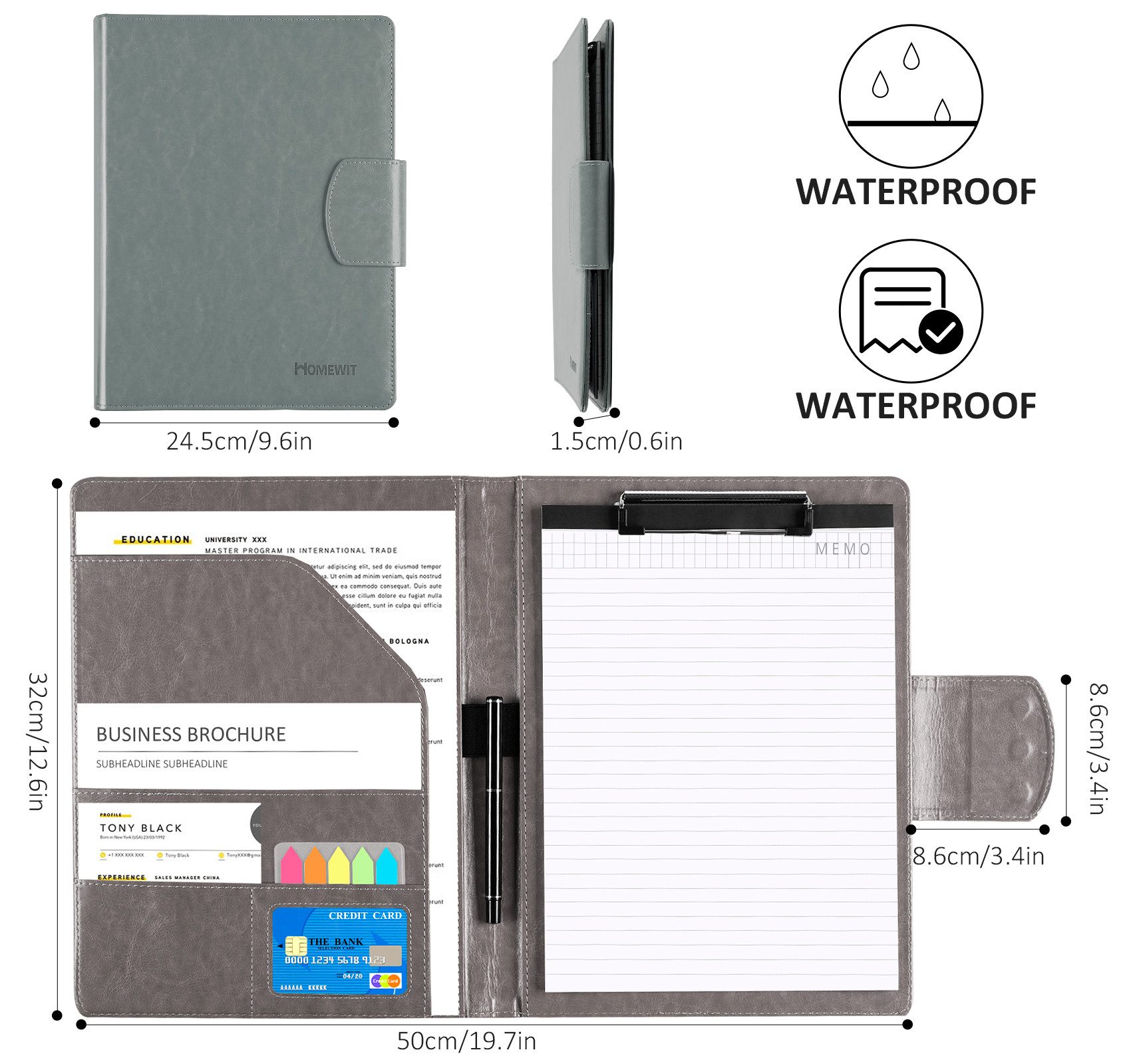 Thumbnail - ElitVita Konferenzmappe Schreibmappe A4, Leder, mit Magnetverschluss Papier Stift (1-St), Klemmbrett Mappe Dokumententas...