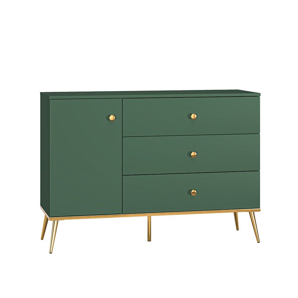 Lomadox Sideboard FASANO-131, in grün mit 1 Tür und 3 Schubladen, B/H/T ca. 120/85/40 cm