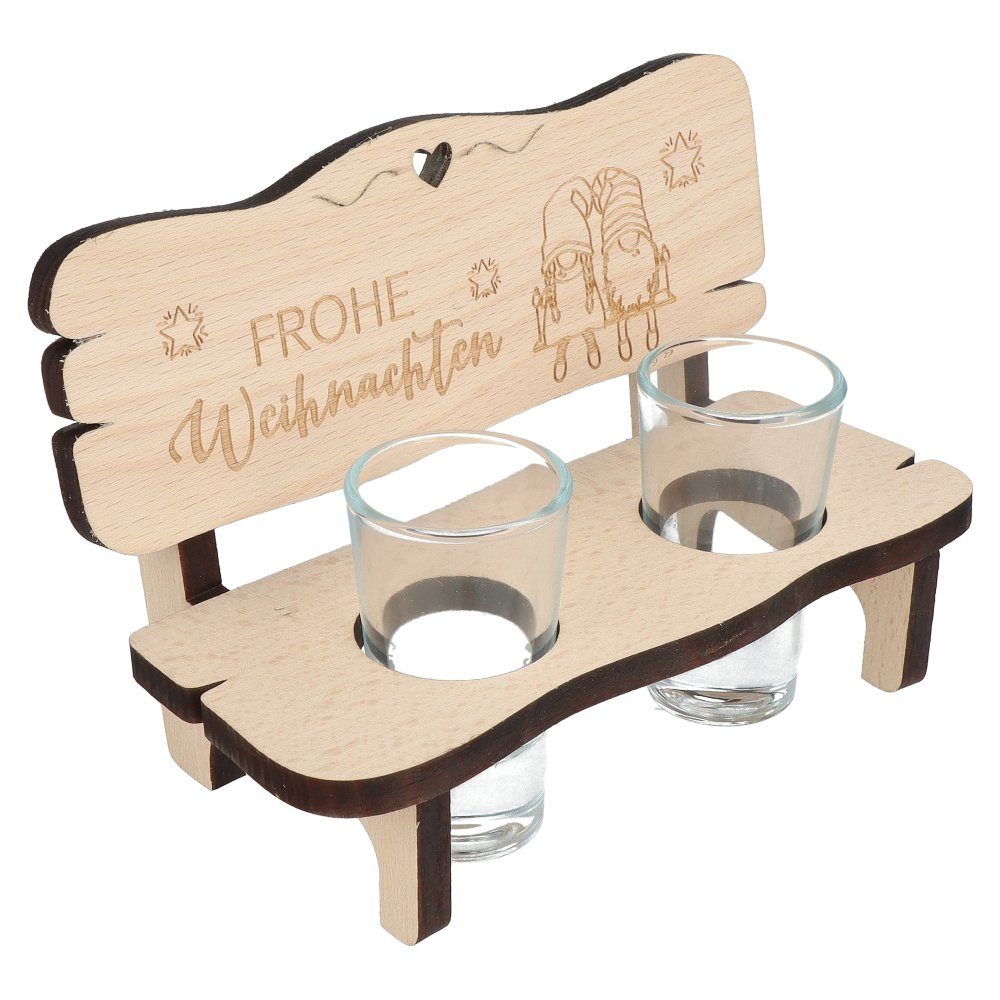 Spruchreif® Schnapsglas Schnapsbank mit Gravur, Frohe Weihnachten und ein gutes Neues Jahr