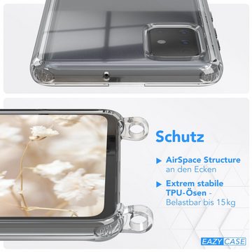 EAZY CASE Handykette Boho Umhängeband für Samsung Galaxy A71 6,7 Zoll, Hülle aus Silikon mit Kettenband Wechselgurt flexibles Trageband Natur