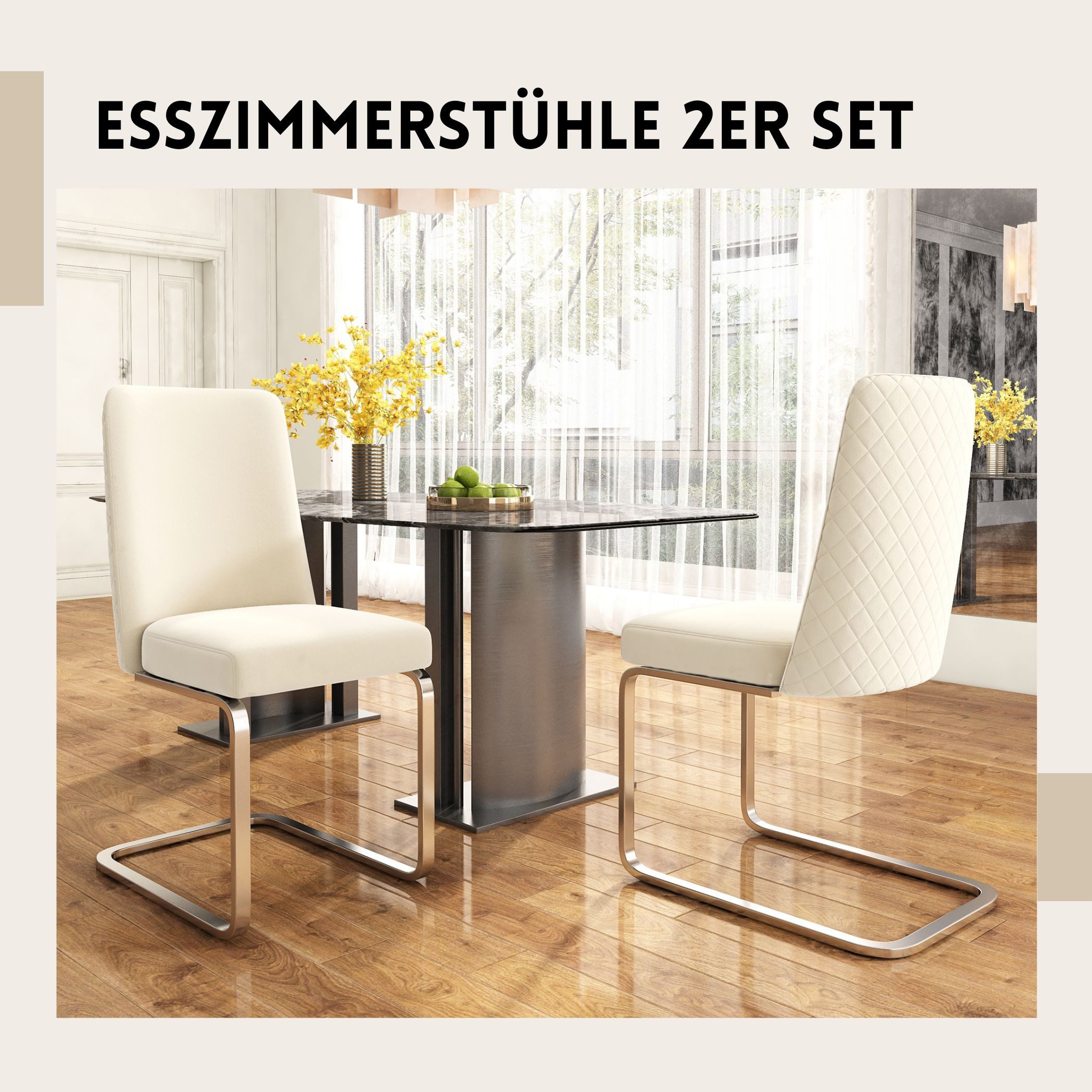 SeedWave Freischwinger Samt-Schwingstühle mit Rautenmuster Rückenlehne, günstig online kaufen