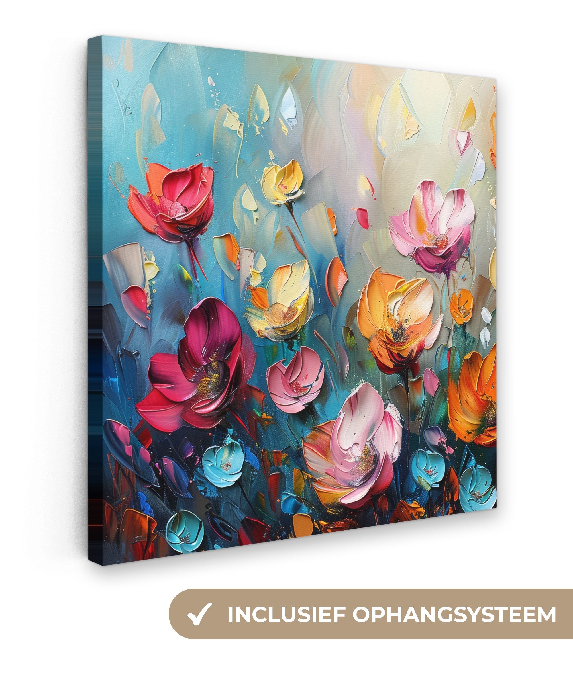 OneMillionCanvasses® Leinwandbild Blumen - Bunt - Abstrakt - Farbe - Natur, Fotodruck (1 St), Wandbild, Deko Schlafzimmer Wohnzimmer Flur 20x20 cm